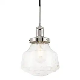 Living District - Lyle 1 Light Pendant - Chrome And Clear Seeded Glass