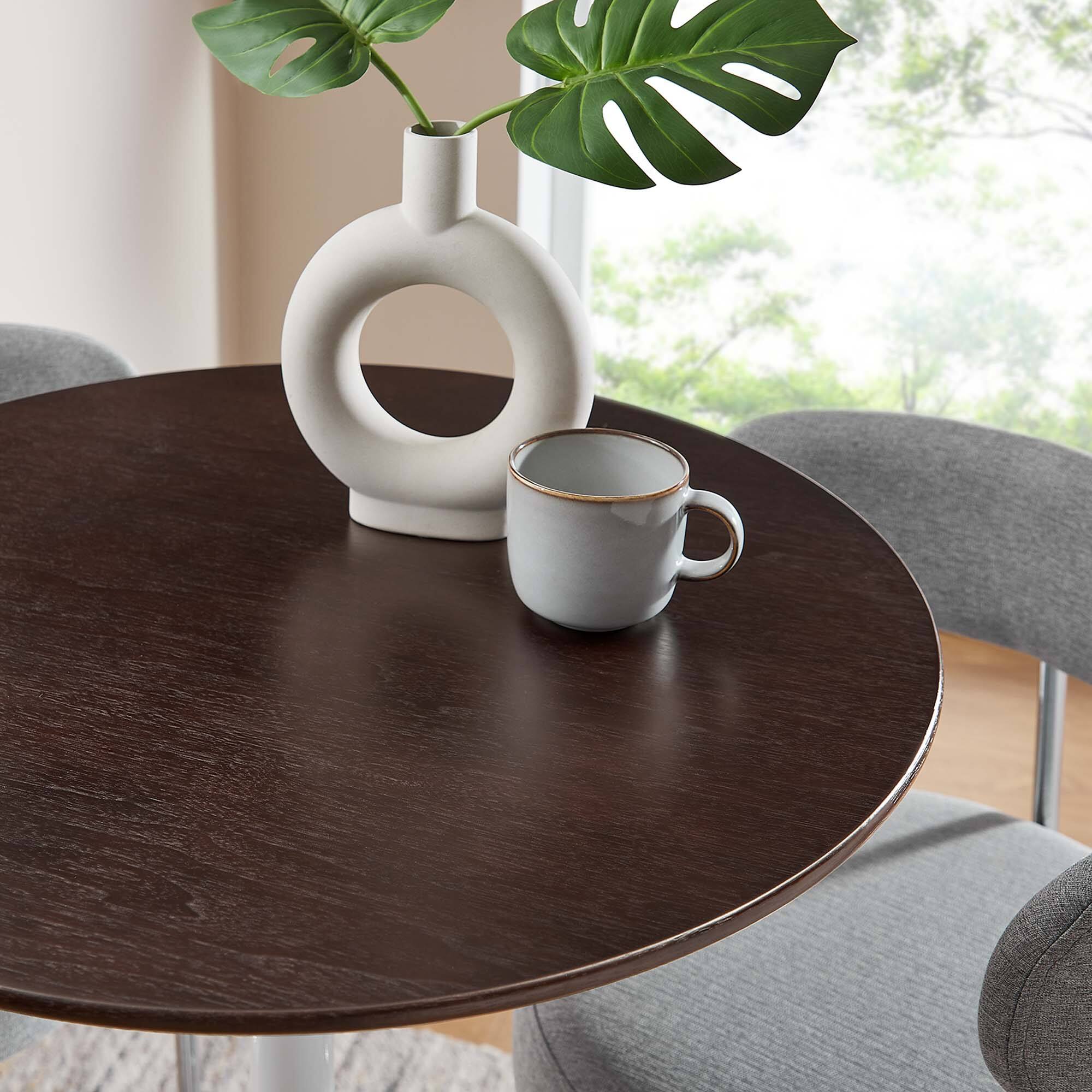 Alt View 1. Modway - Lippa Round Wood Bar Table - White Cherry Walnut.