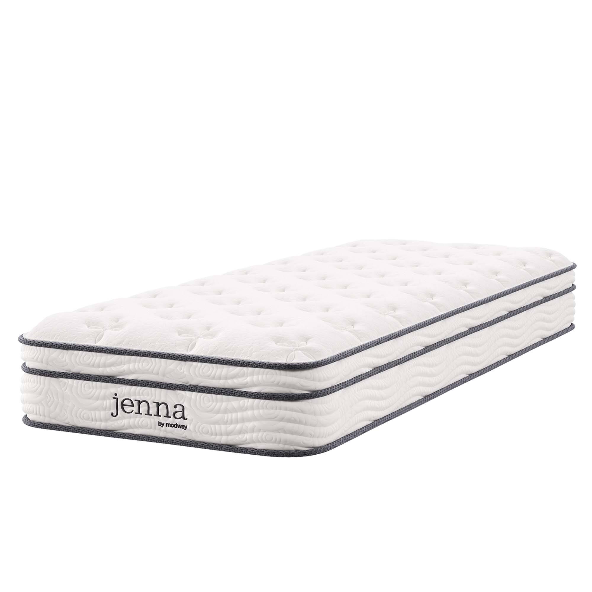 Jenna 8" Innerspring and Foam Narrow Twin Mattress by Modway - White
