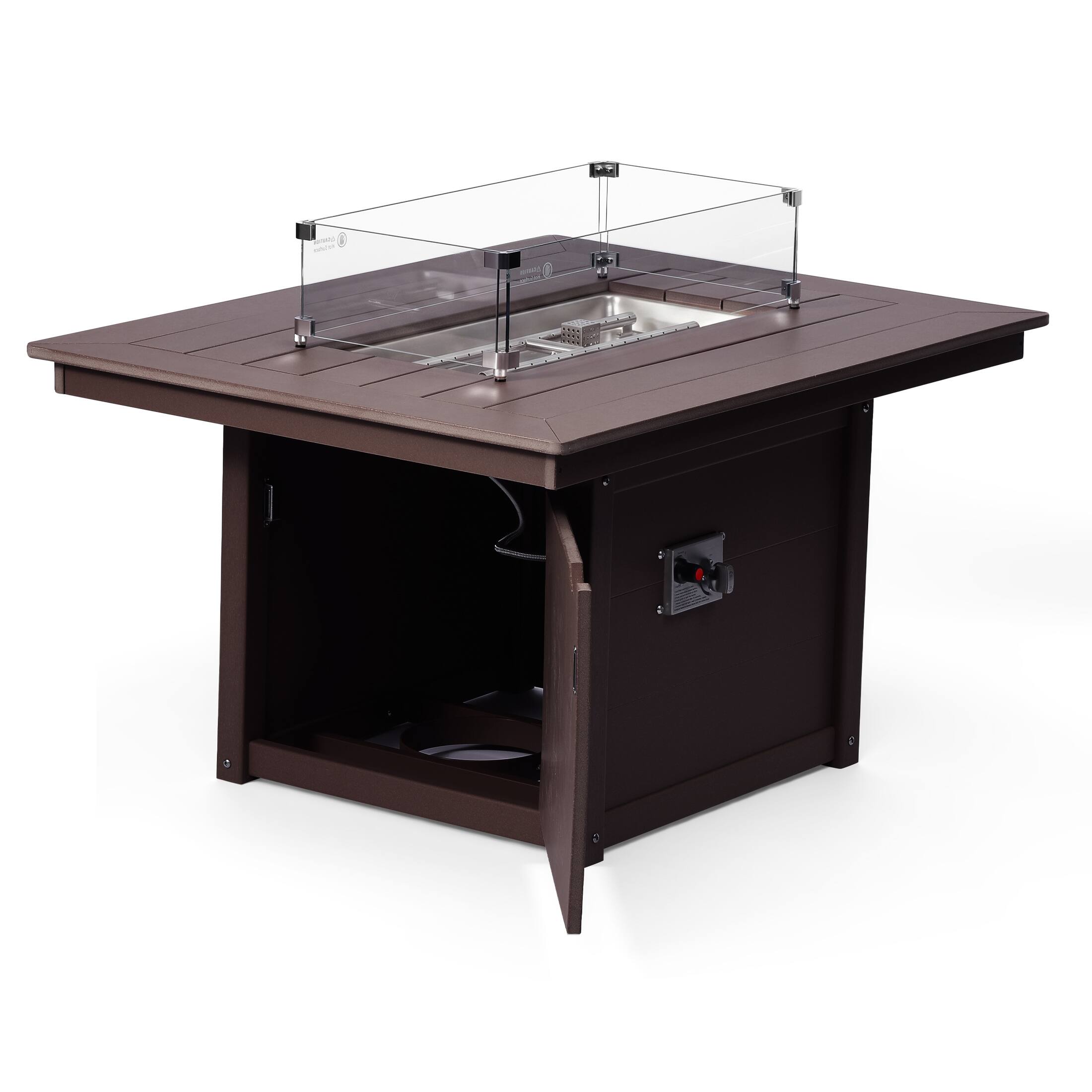 Left. WestinTrends - WestinTrends Helios 46" Modern Outdoor 55,000 BTU Patio Gas Propane Rectangle Deck Fire Pit Table - Dark Brown.