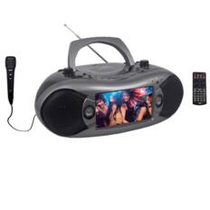 Front. Naxa - Bluetooth TV DVD Boombox with Mic - Grey.