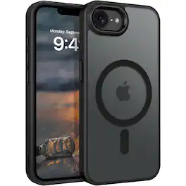 Equipd - Slim Case for iPhone 17e /iPhone 16e Translucent Matte Shockproof Anti-Fingerprint Magnetic Phone Case - Black