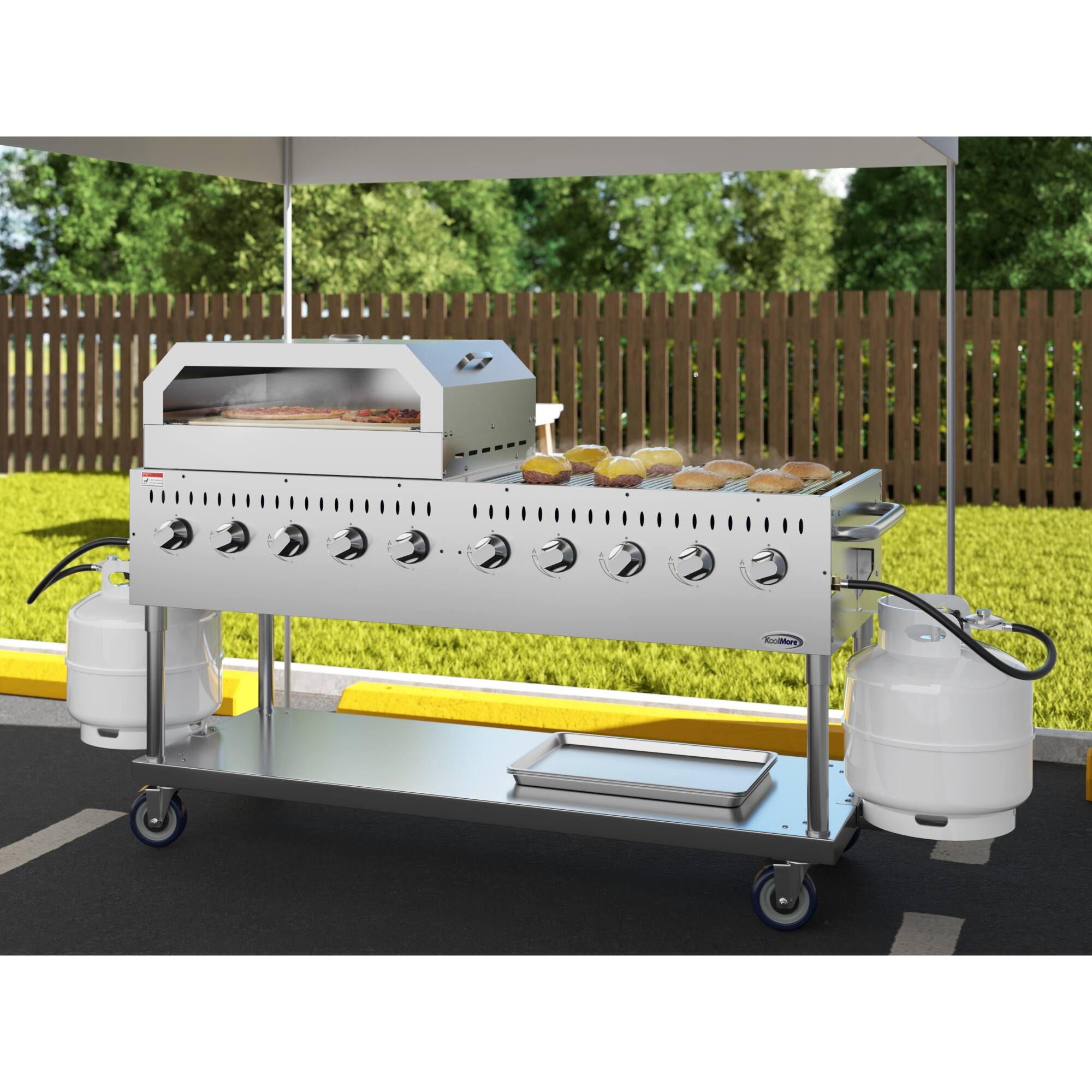 Back. Koolmore - 72 in. Commercial Outdoor Propane Gas Grill with 36 in. Pizza Oven in Stainless-Steel (CGKIT7-P36) - Stainless Steel.
