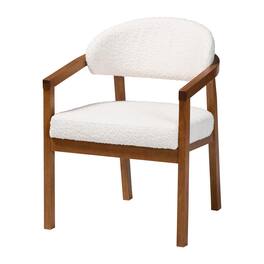 Baxton Studio - Biana Boucle Dining Chair – Modern Upholstered Accent Armchair, Cream, Minimalist Design - Cream/Walnut Brown