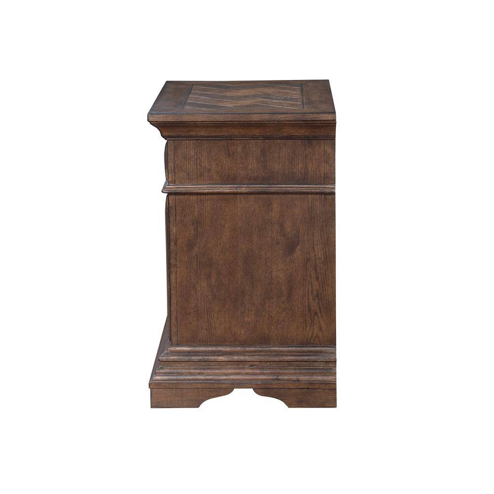 Left. New Classic Furniture - Furniture Mar Vista Solid Wood 3-Drawer Nightstand in Brushed Walnut - Brown.