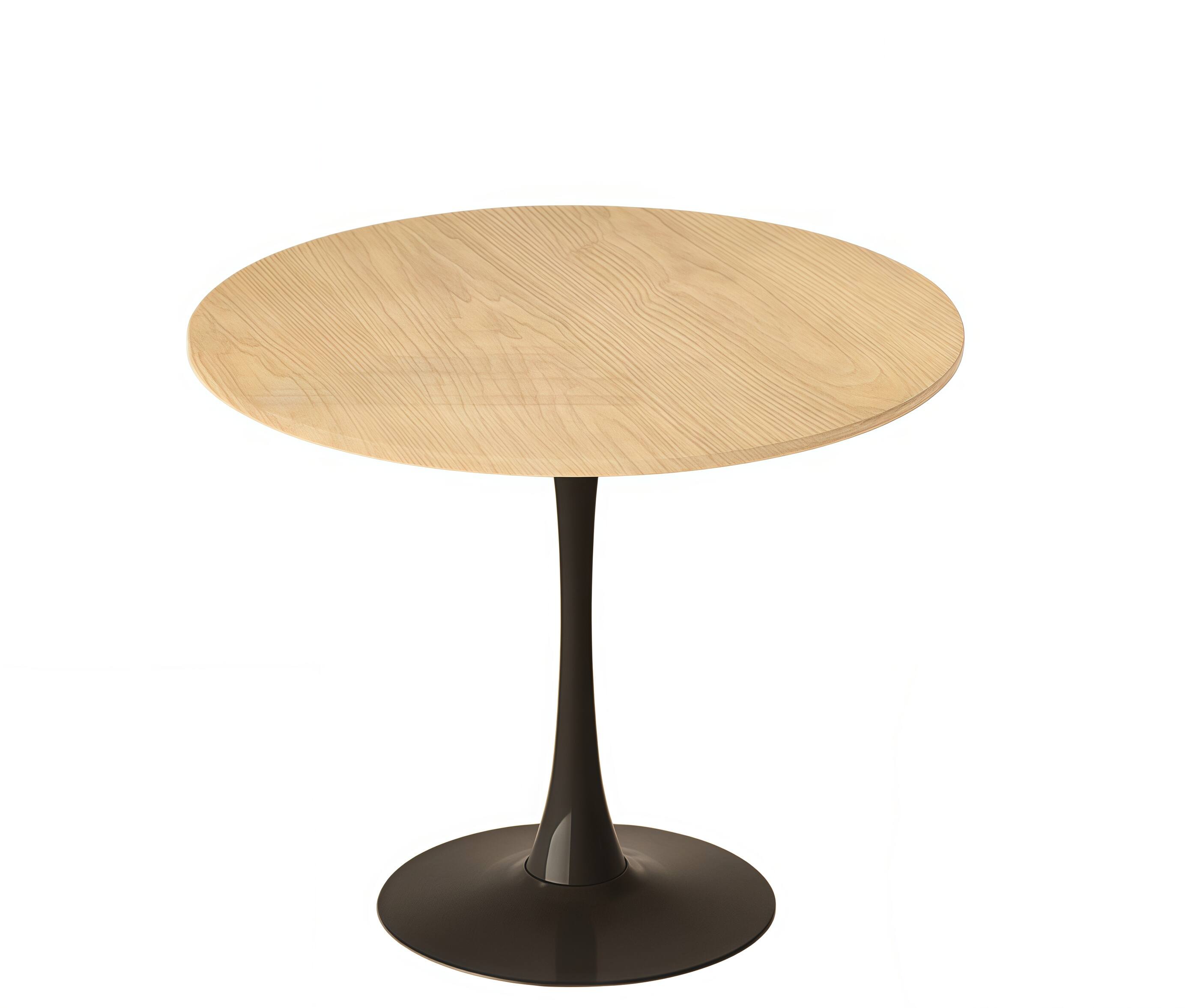 Angle. PexFix - 23.6" Minimalist Round Dining Table, Space-Saving Coffee Table for Kitchen & Living Room - Natural.