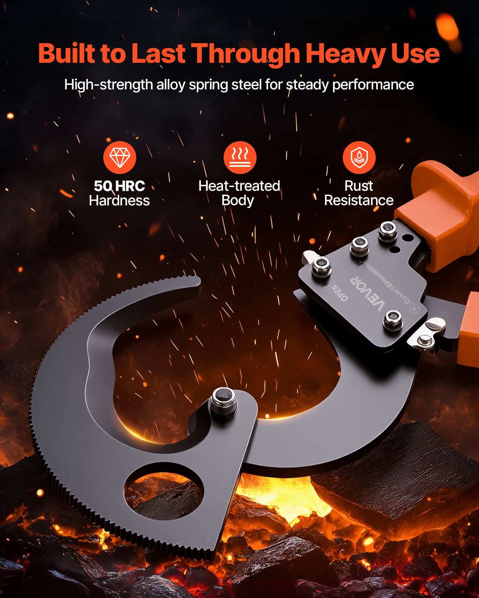 Built to Last Through Heavy Use

High-strength alloy spring steel for steady performance

- 50 HRC Hardness
- Heat-treated Body
- Rust Resistance

952mm/400mm OPEN

VEVO