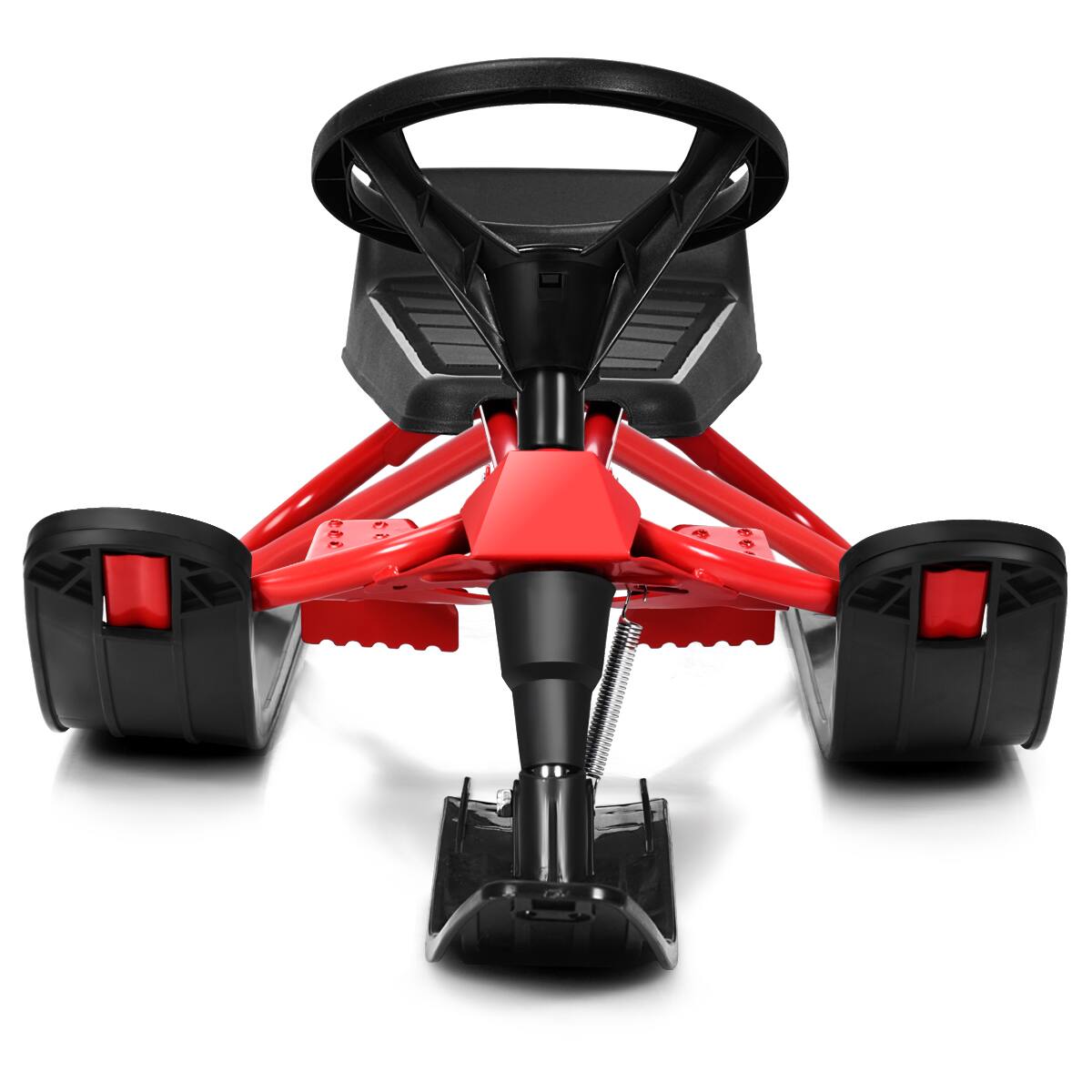 Alt View 19. Costway - Kids Snow Racer Sled Steering Wheel Double Brakes Pull Rope Red - Black+Red.