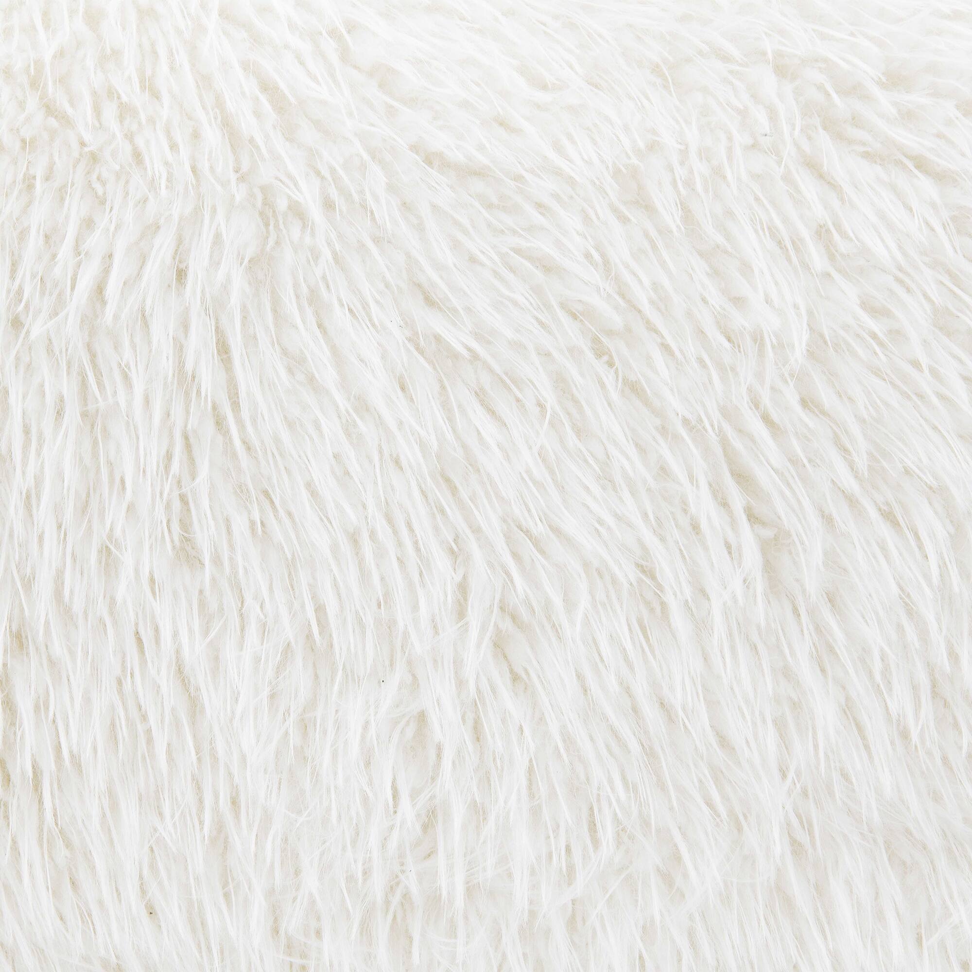 Alt View 4. Vaczon - Faux Fur Loveseat Sofa Cozy Shaggy Plush Chair for Home Apartment or Lounge Area with Accent Pillows - White.