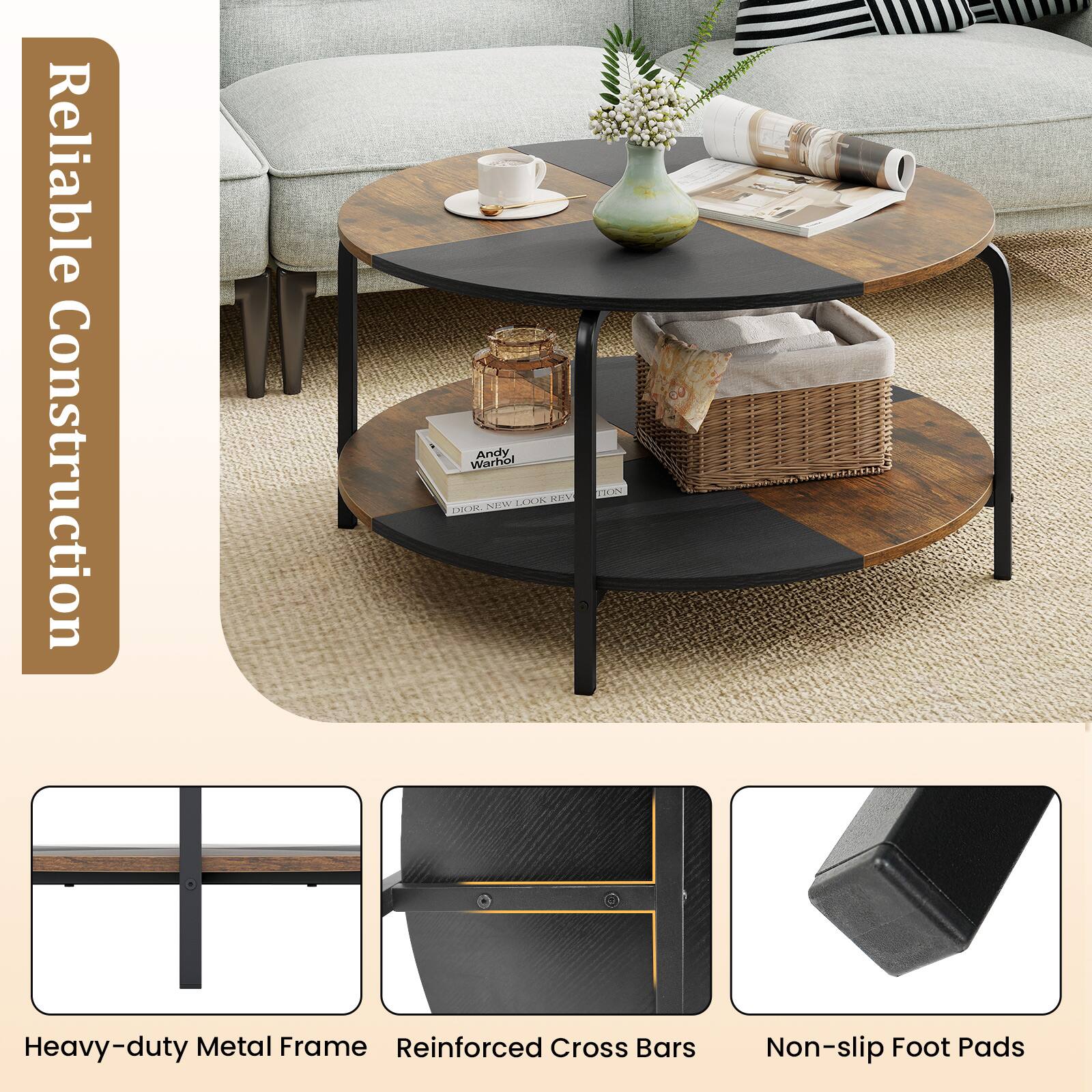 Reliable Construction

Heavy-duty Metal Frame  
Reinforced Cross Bars  
Non-slip Foot Pads