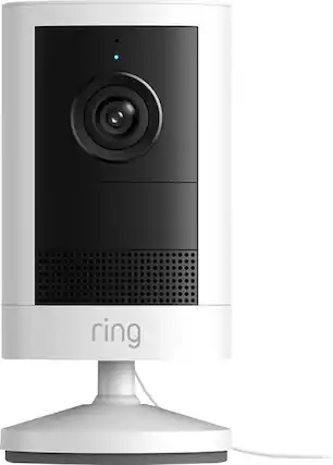 Front. Ring - Ring Outdoor Cam, Plug-In (newest model) — Wide-Angle Retinal 2K Video, 6x Enhanced Zoom, Night Vision, Wht - White.
