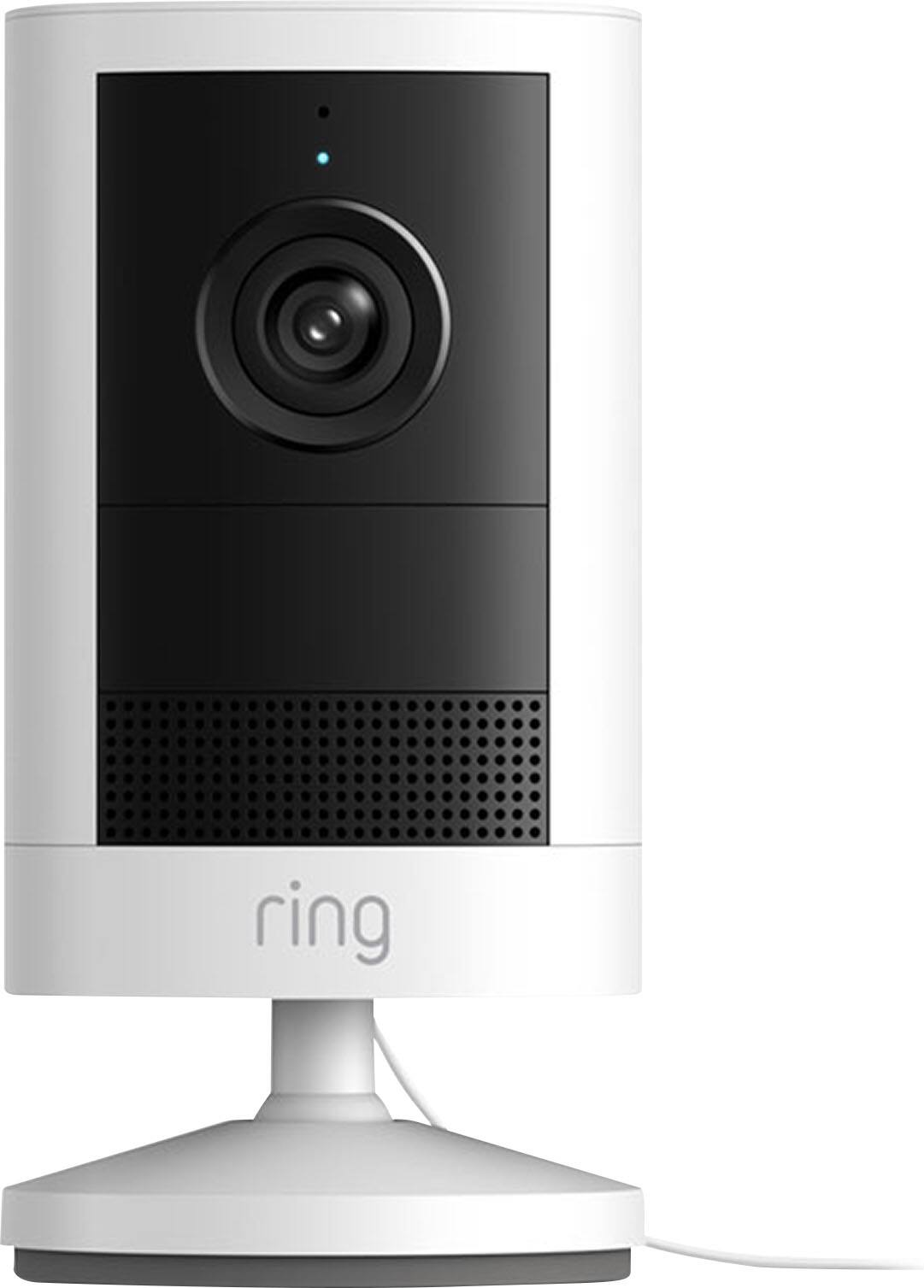 Front. Ring - Ring Outdoor Cam, Plug-In (newest model) — Wide-Angle Retinal 2K Video, 6x Enhanced Zoom, Night Vision, Wht - White.