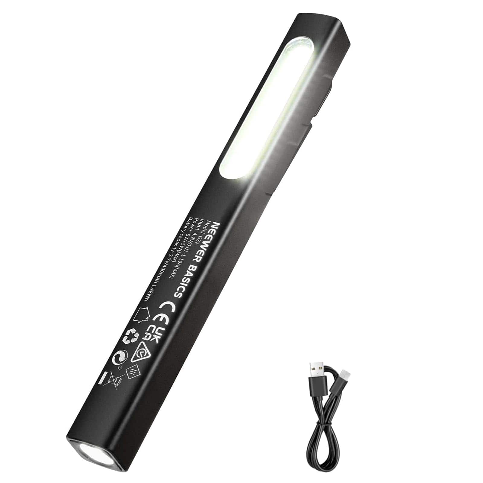 Neewer - Basics 2-in-1 EDC Flashlight, 5W Main + COB Side Light, 400mAh, G32
