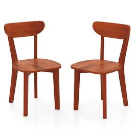 Gymax - Solid Wood Dining Chair Set of 2 w/ Curved Backrest & Rubber Wood Frame - Espresso
