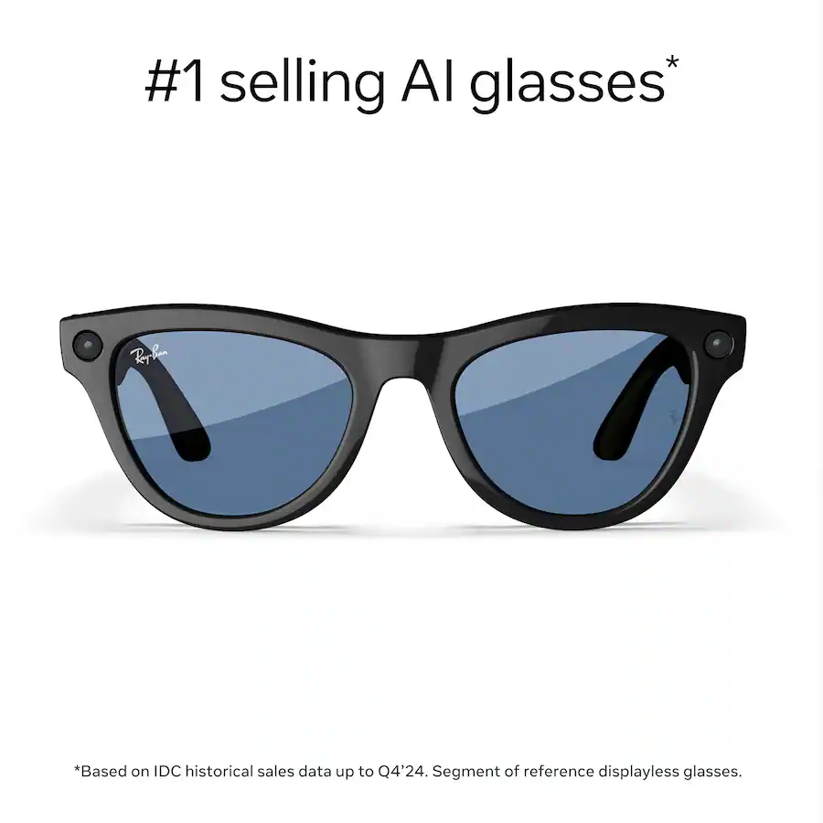 Ray Ban Meta Skyler — Blue Lenses — Shiny Smart AI Glasses for Men and ...