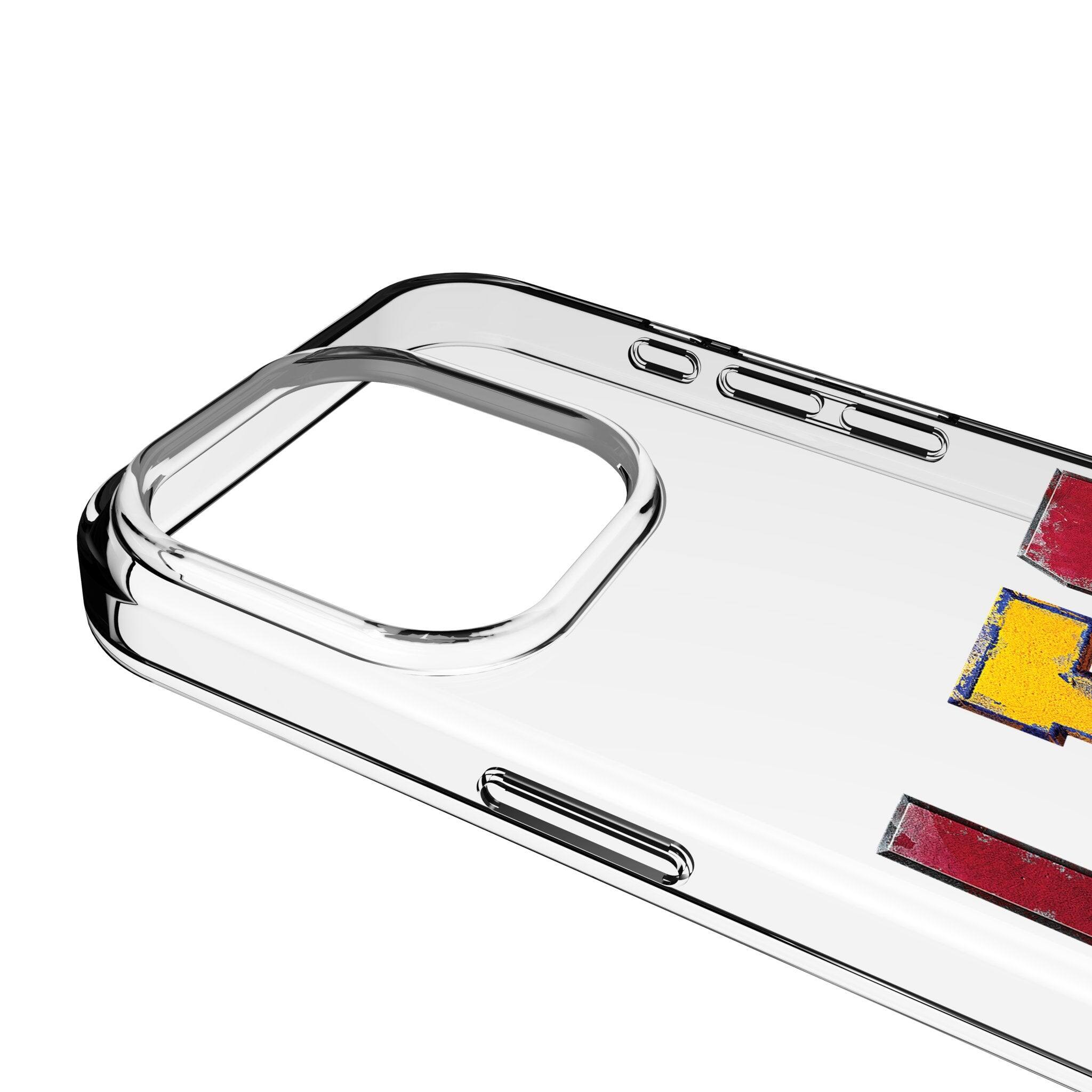Left. Keyscaper - Marvel Badge Clear Phone Case - Apple iPhone 14 Pro - Deadpool Wolverine 1.