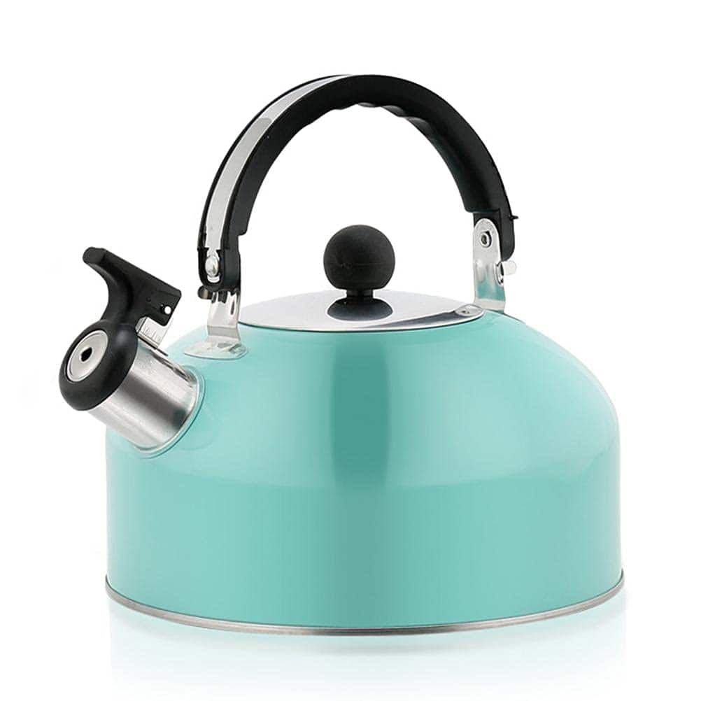 Dapper Styles - Camping Kettle Stainless Steel Whistling Teapot Coffee Pot Indoor Outdoor Hiking Picnic Bottle Lightweight - Sky Blue