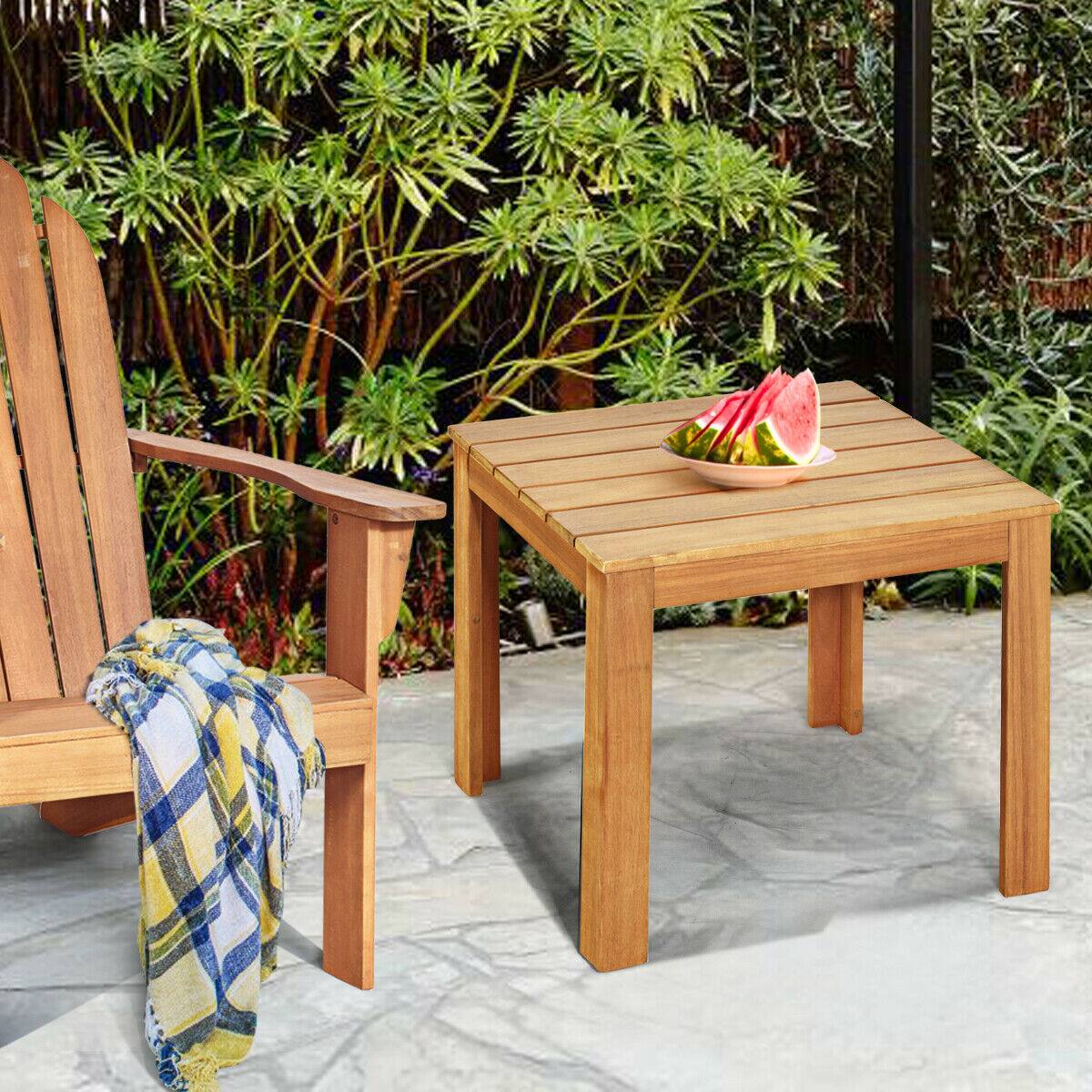 Alt View 2. Gymax - Gymax Wooden Square Side End Table Patio Coffee Bistro Table Indoor Outdoor Natural - Natural.