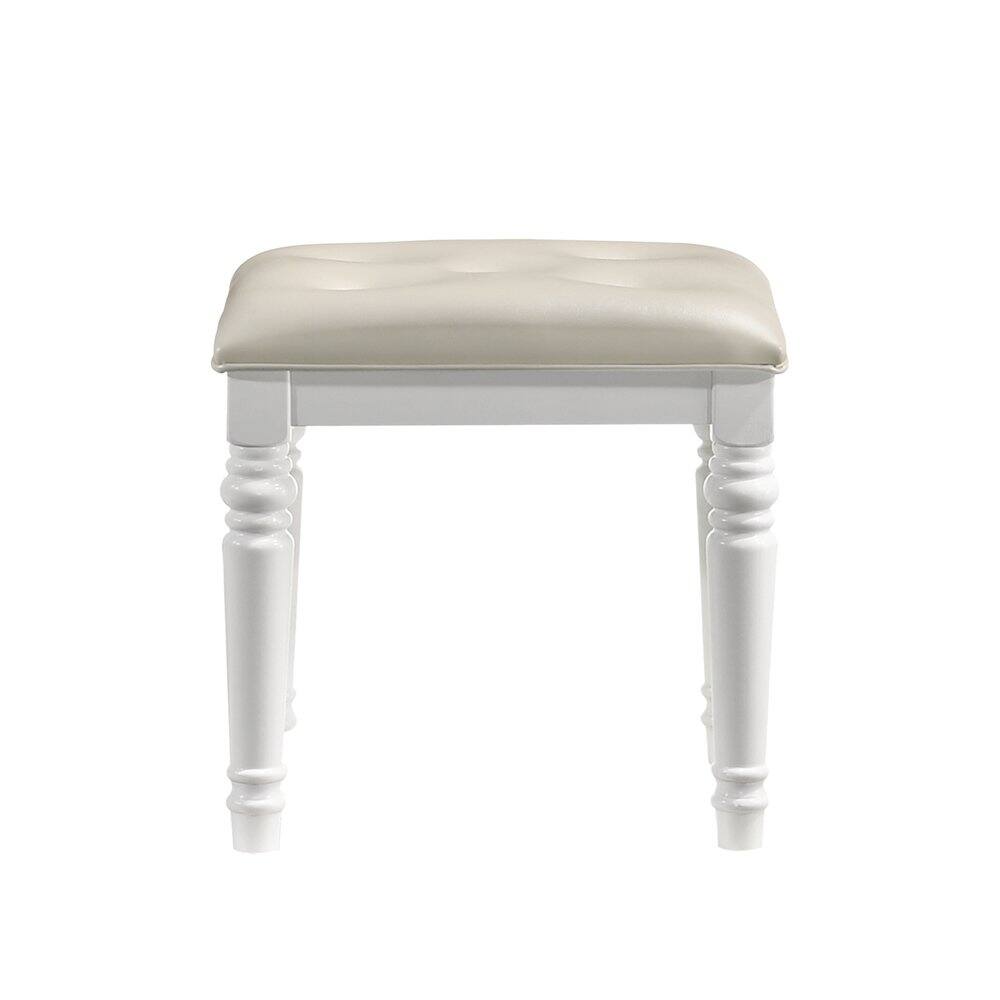 Angle. New Classic Furniture - Valentino Vanity Table Stool-White - White.