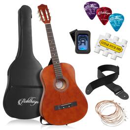 Ashthorpe - Beginner Acoustic Guitar Package - Starter Kit - Brown