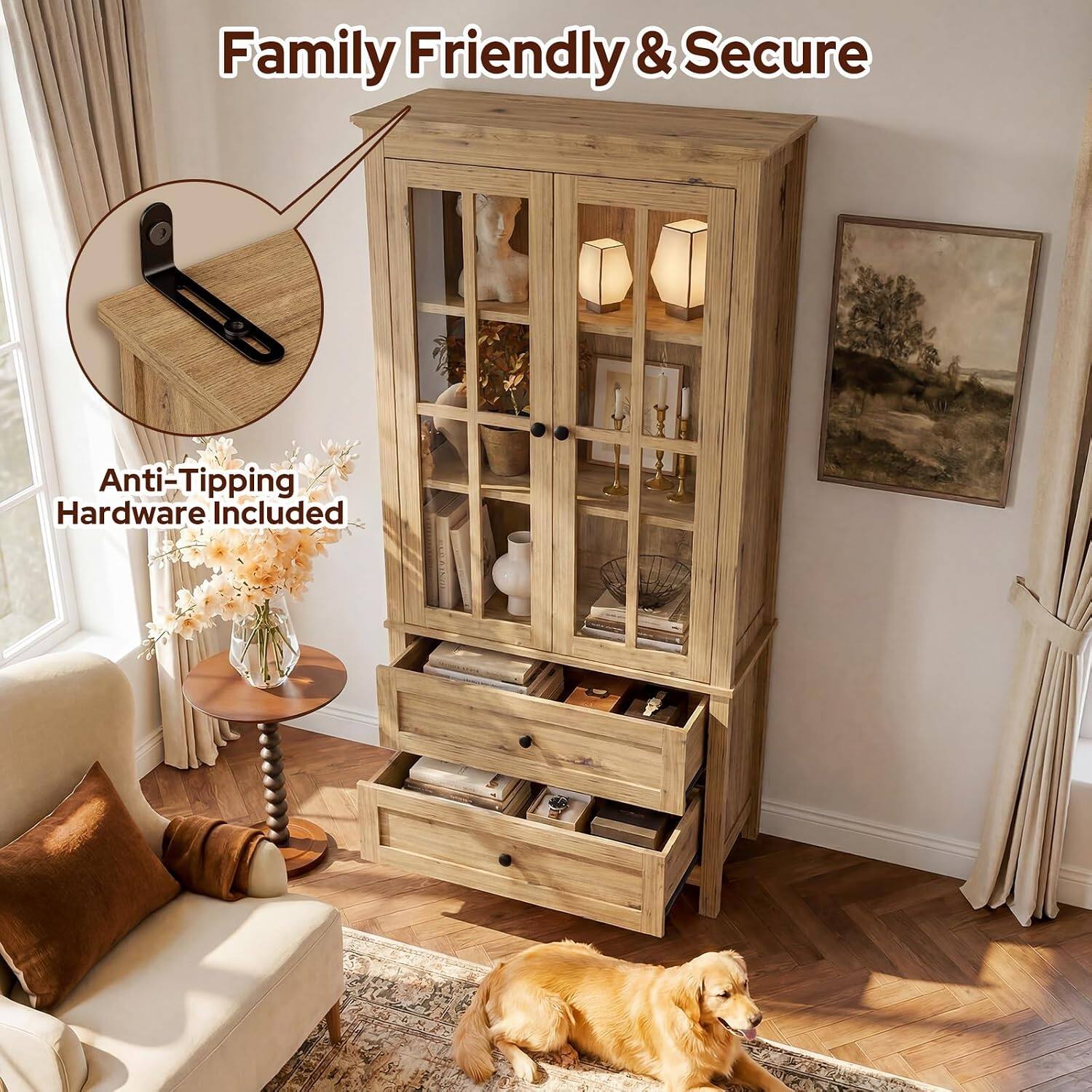 Family Friendly & Secure  
Anti-Tipping Hardware Included