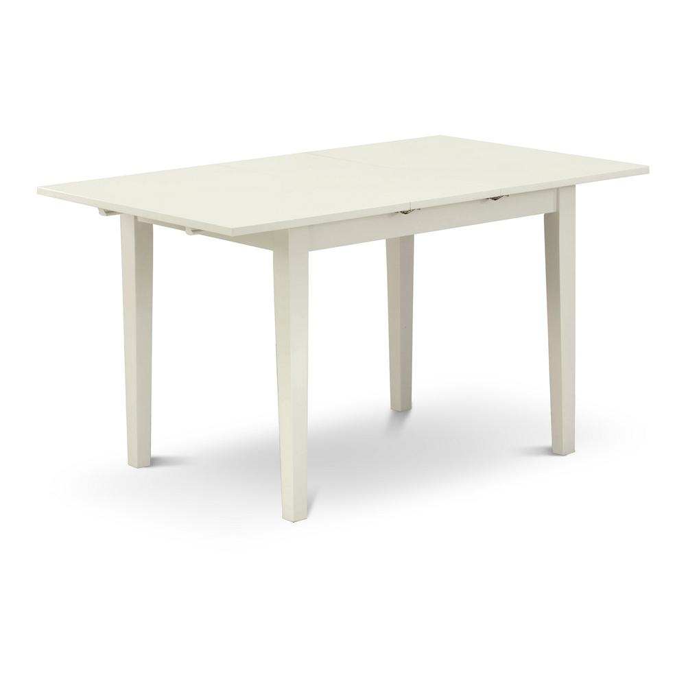 Angle. East West Furniture - East-West Furniture NFVE3-LWH-15 - A dining table set of two amazing kitchen chairs with Linen Fabric Baby Blue color - Linen White.
