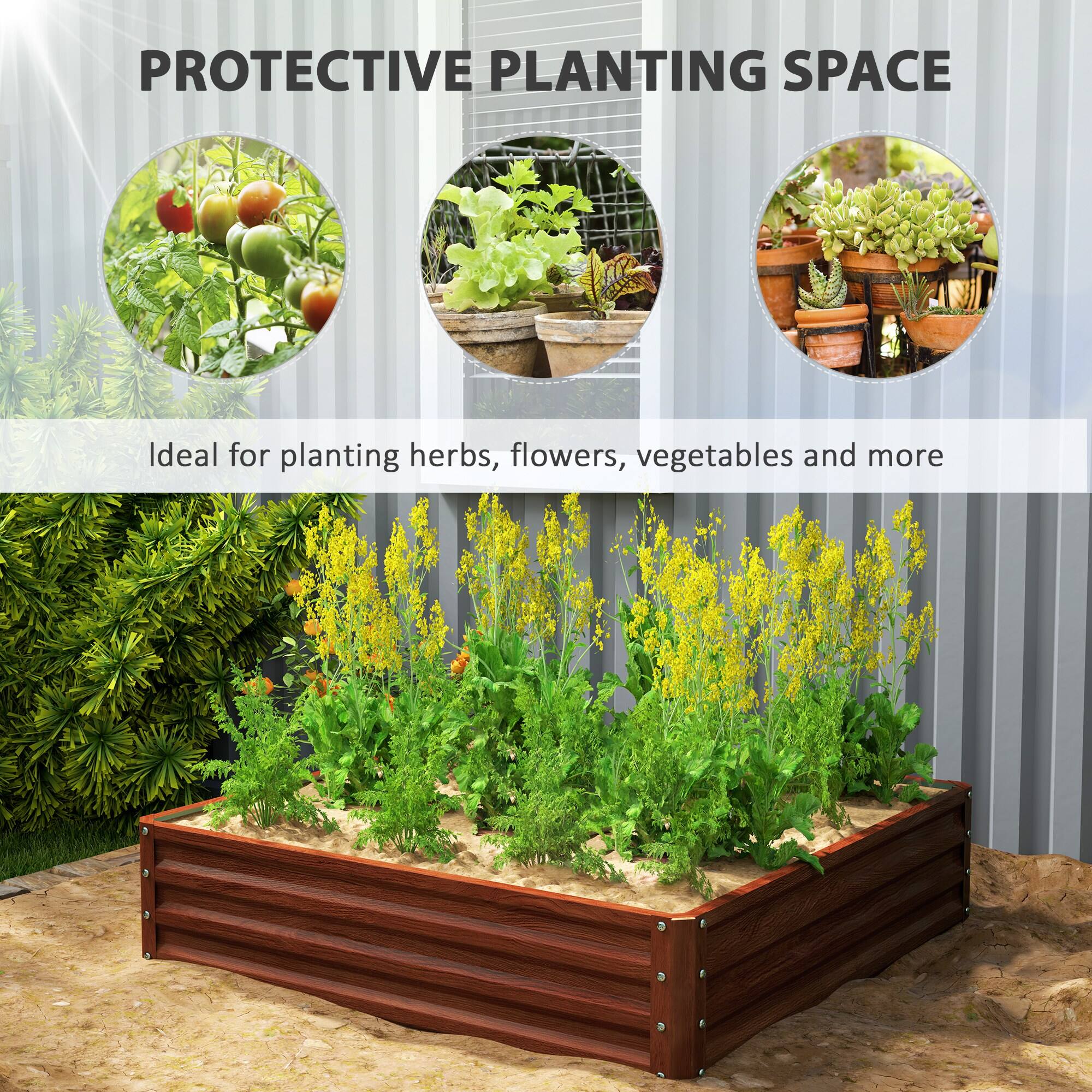 PROTECTIVE PLANTING SPACE
Ideal for planting herbs, flowers, vegetables and more