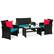 Front. Best Choice Products - Best Choice Products 4-Piece Outdoor Wicker Patio Conversation Furniture Set w/ Table, Cushions - Black/Teal - Black/Teal.