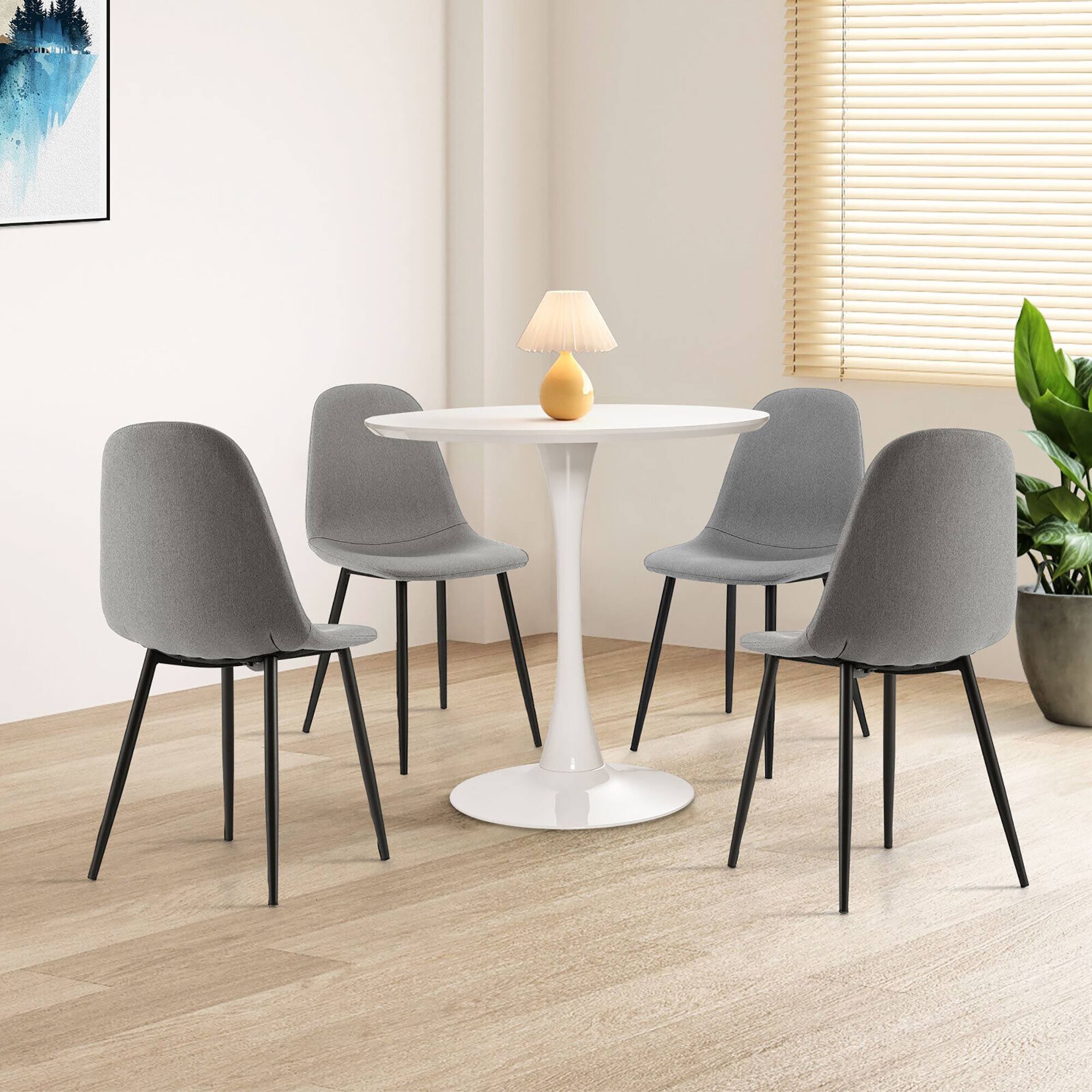 Alt View 8. Gymax - Gymax 32'' Modern Tulip Kitchen Table Round Dining Table w/ MDF Top & Metal Pedestal Base - White.