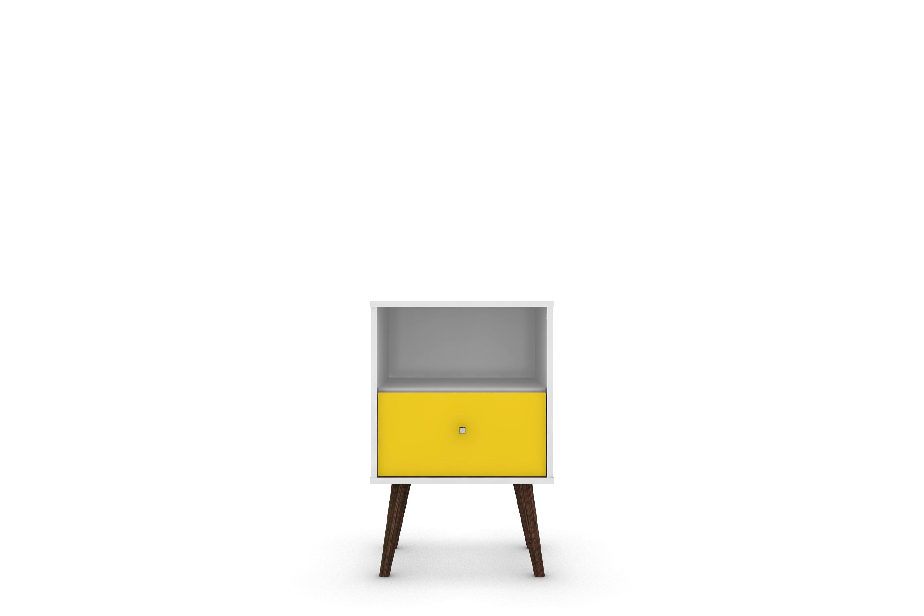 Alt View 3. Manhattan Comfort - Liberty Mid-Century Modern 18" Nightstand - White and Yellow.