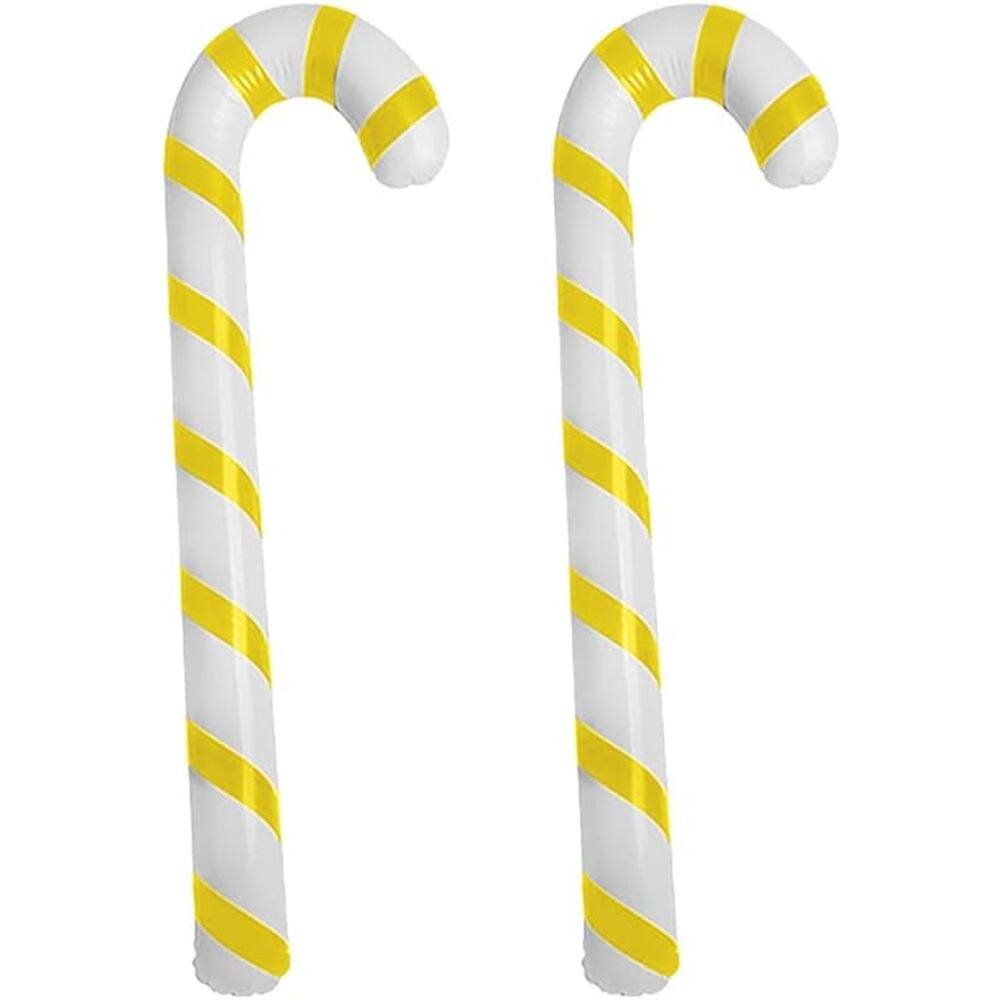 Left. PARKER SLATER - 5-Pc Inflatable Candy Canes – Multicolor Christmas Yard & Party Decor - Multicolor.