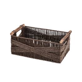 Garnen - Toilet Paper Basket 13" Bathroom Basket Organizer, Back of Toilet Tank Basket, Woven Basket Storage with Handles - Brown