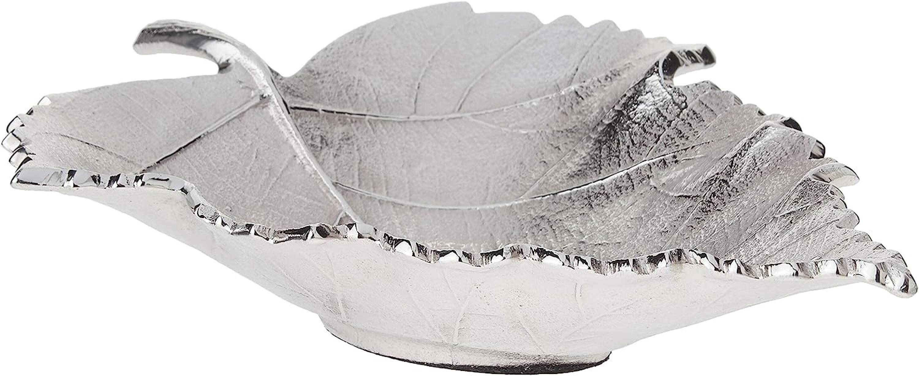 Left. Jiallo - Elegance Maple leaf dish medium - Silver, Multi Color.