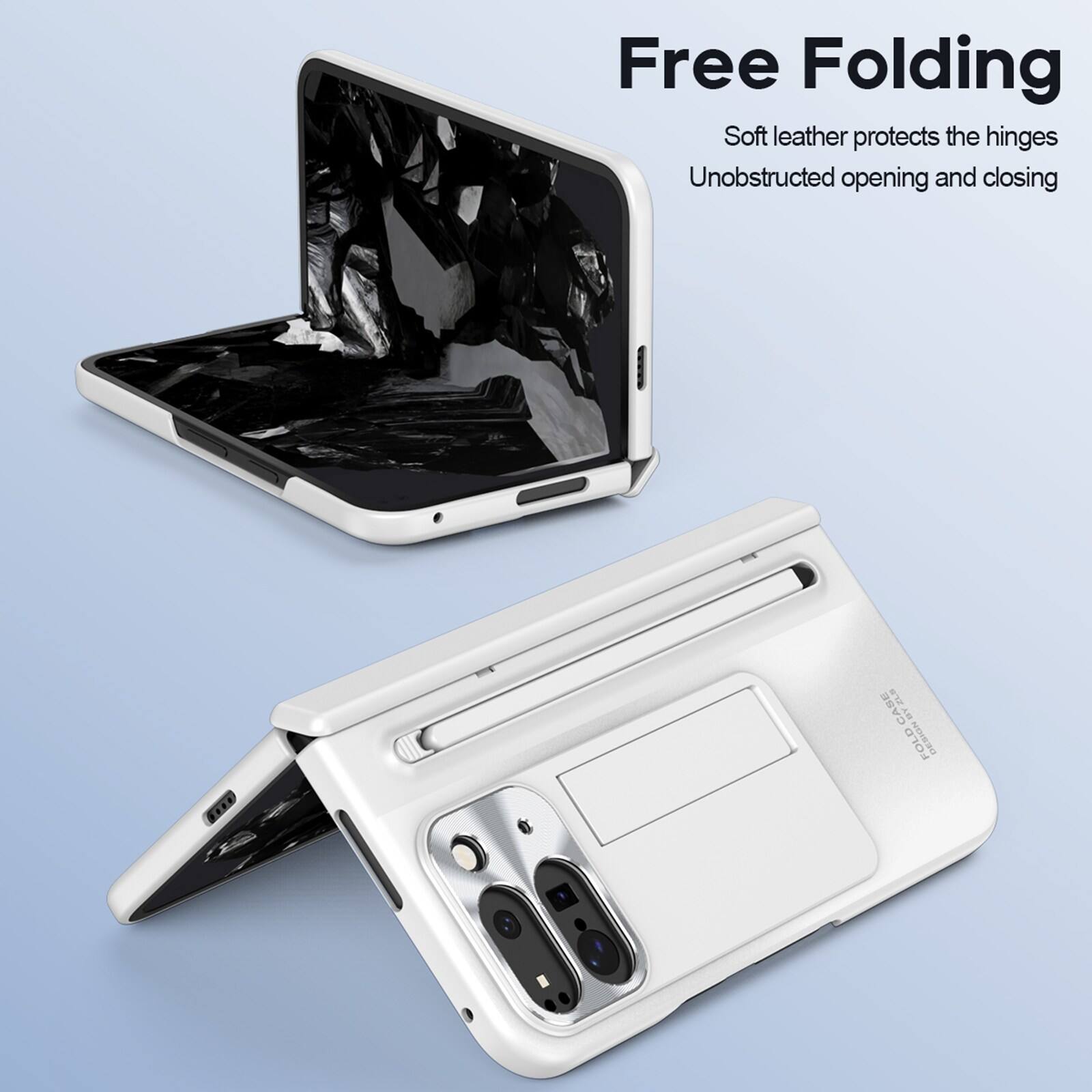 Free Folding  
Soft leather protects the hinges  
Unobstructed opening and closing
