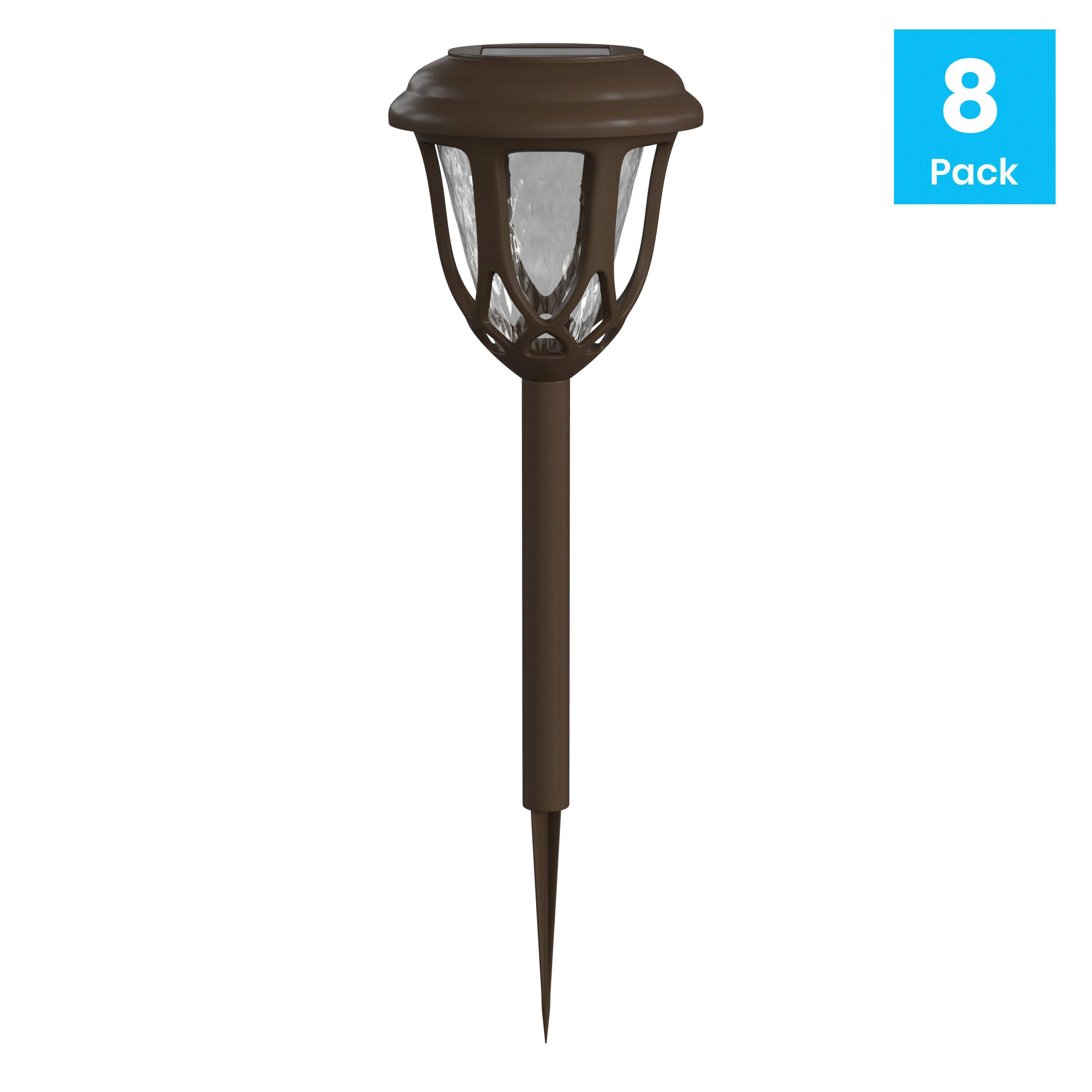 Alt View 1. Emma + Oliver - Flared Style Solar Powered LED Decorative Polypropylene Lights  - Set of 8 - Brown.