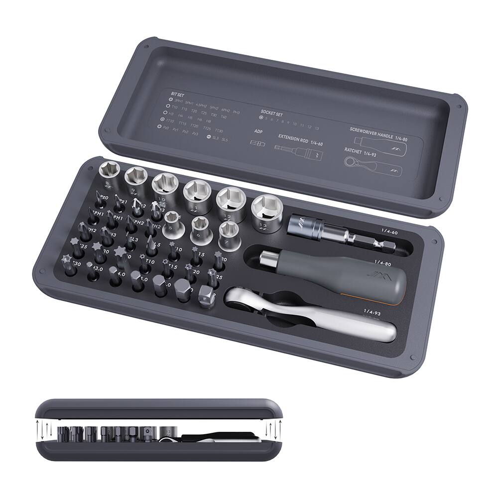 Topteng - 41-Piece Magnetic Ratchet & Screwdriver Set - 72-Tooth, Compact Case for DIY & Pro Repair