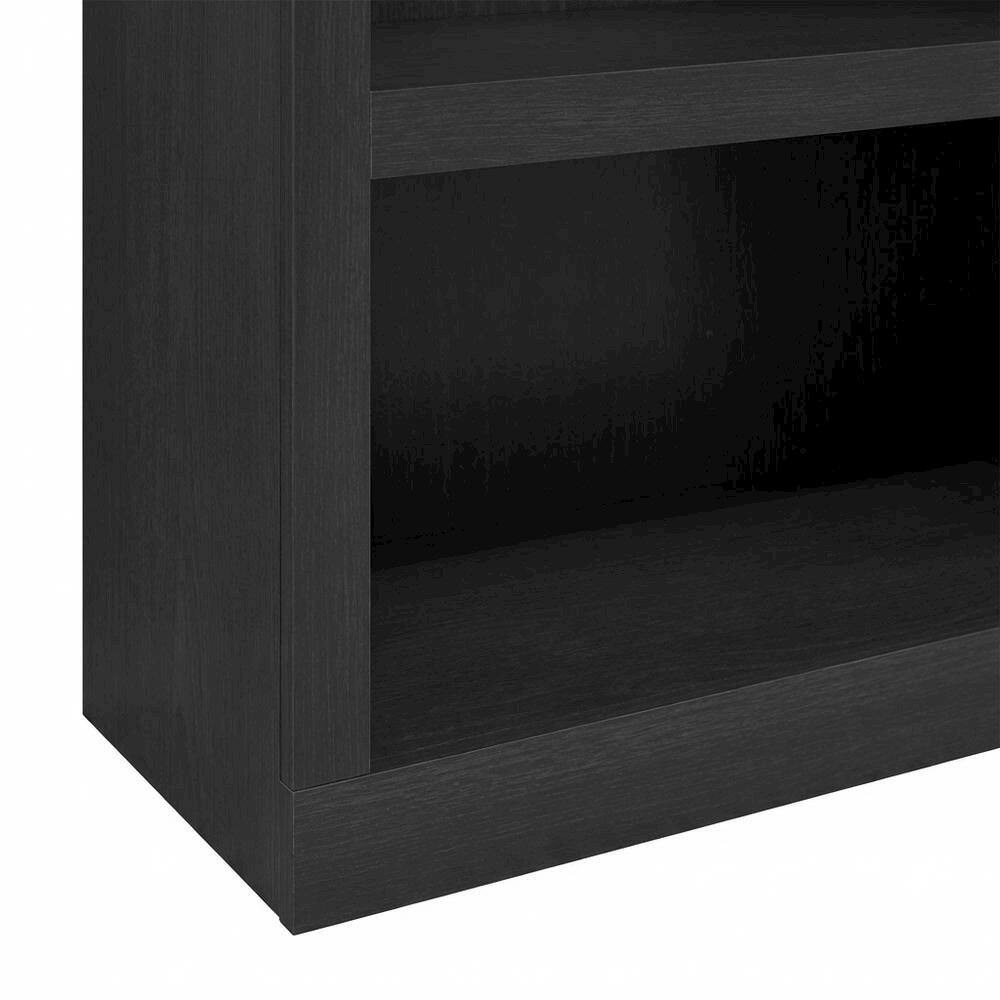 Alt View 2. FurniFact - Bookcase in black wood with spacious open shelves for versatile storage - Blackwood.