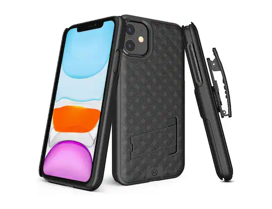Front. Verizon - Verizon Shell and Holster for iPhone 11 - Black.