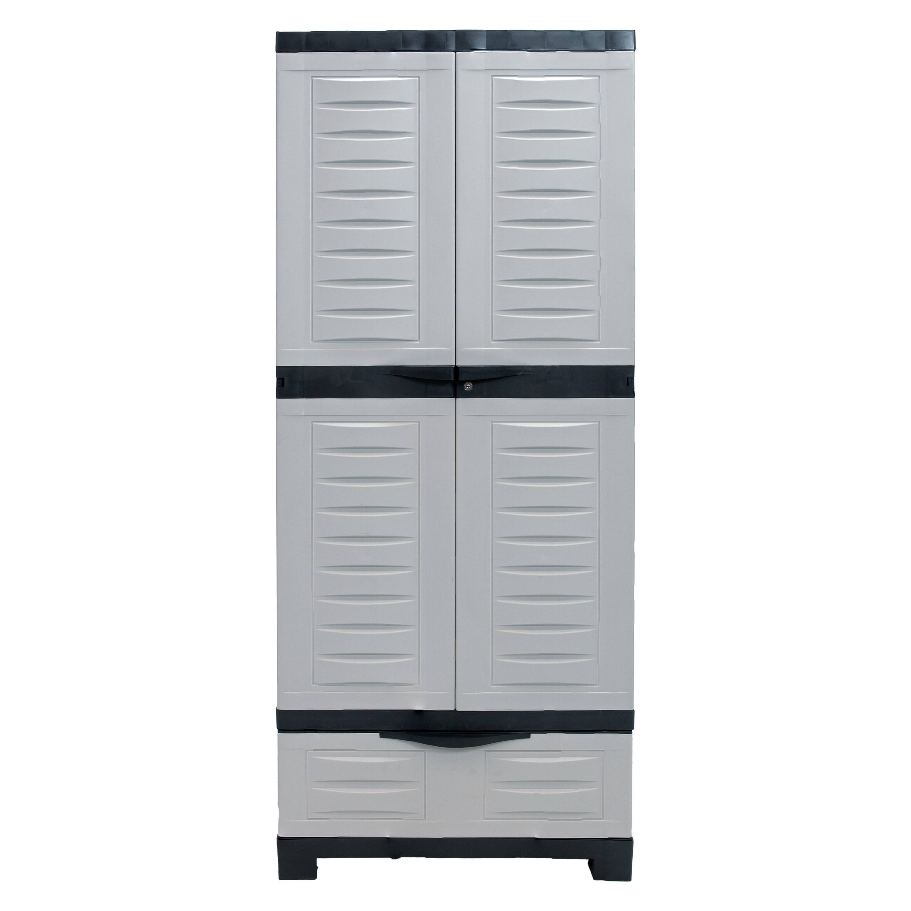 Alt View 6. Sunnydaze - Lockable Storage Cabinet with 3 Adjustable Shelves - Gray.