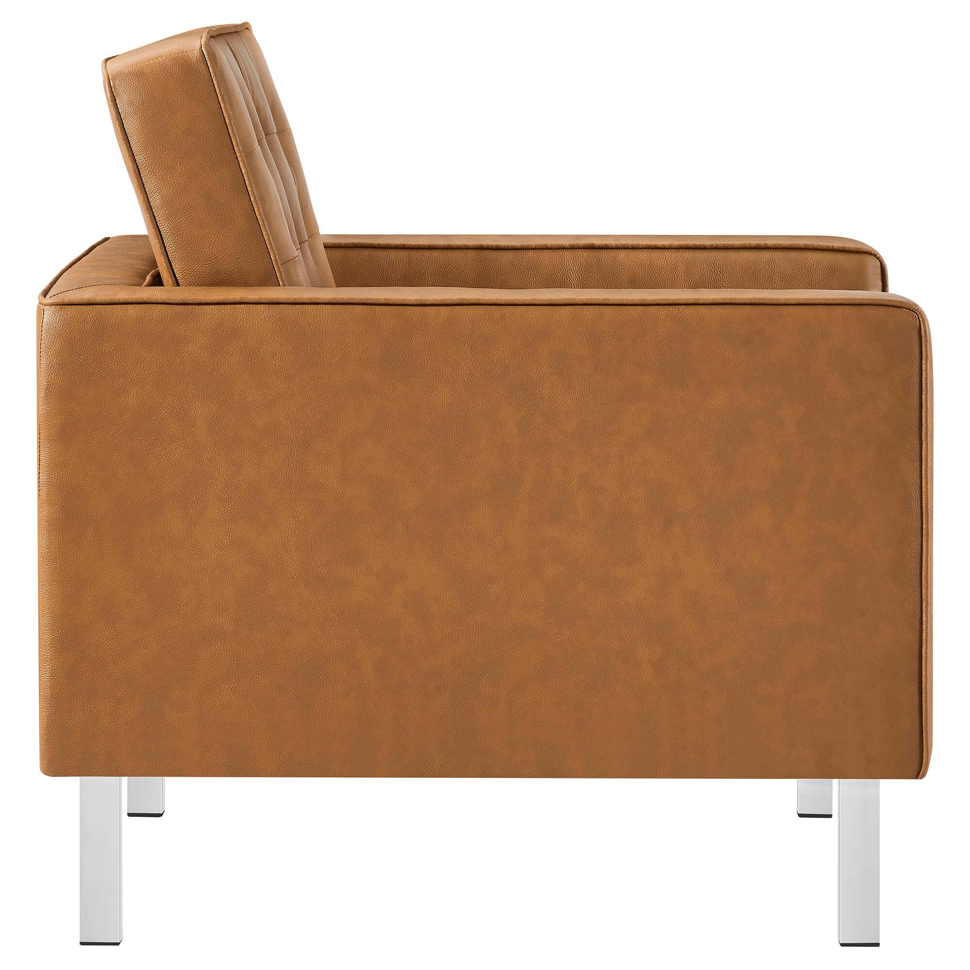 Back. Modway - Loft Tufted Vegan Leather Armchair by Modway - Brown.