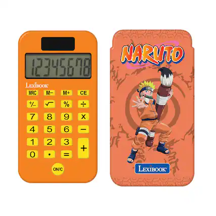 NARUTO 12345678 LEXIBOOK e MRC M- M+ CE +/- % 7 8 9 X 4 5 6 1 2 3 = + ON/C LEXIBOOK