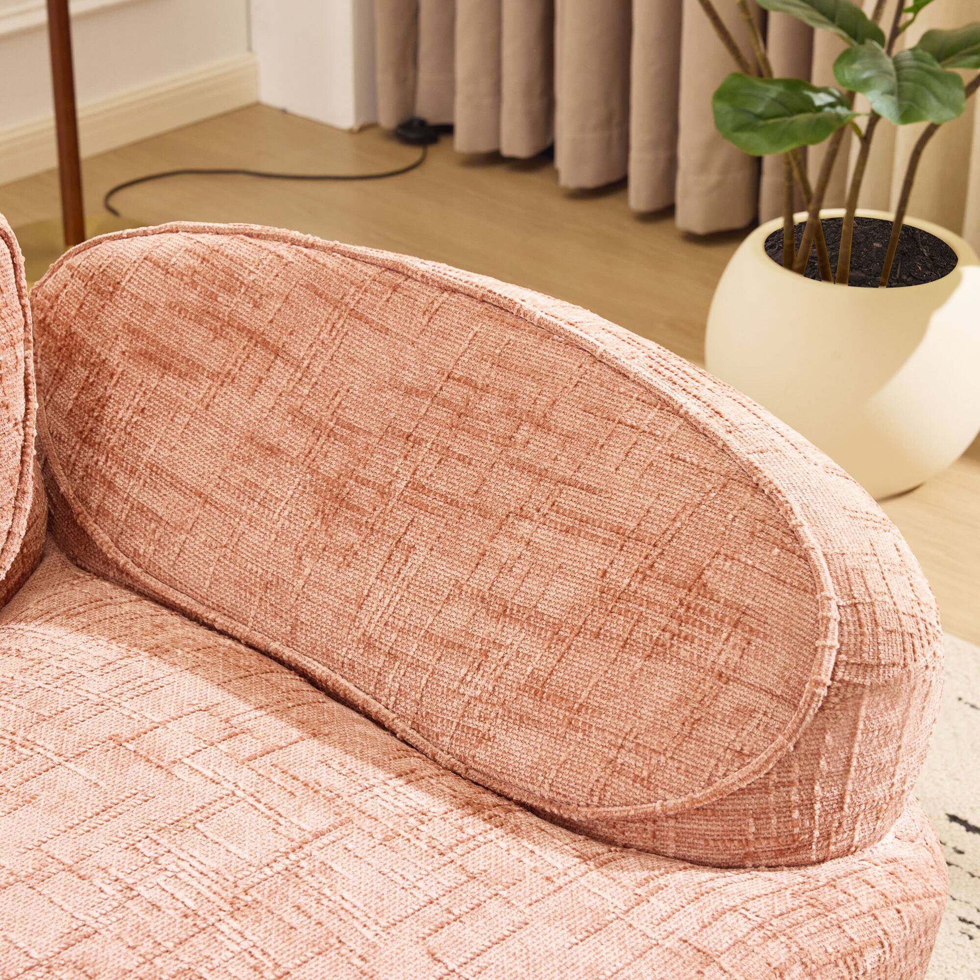 Alt View 5. GOODSILO - Curved Two-Person Compression Sofa with Pillows for Small Spaces - Pink.