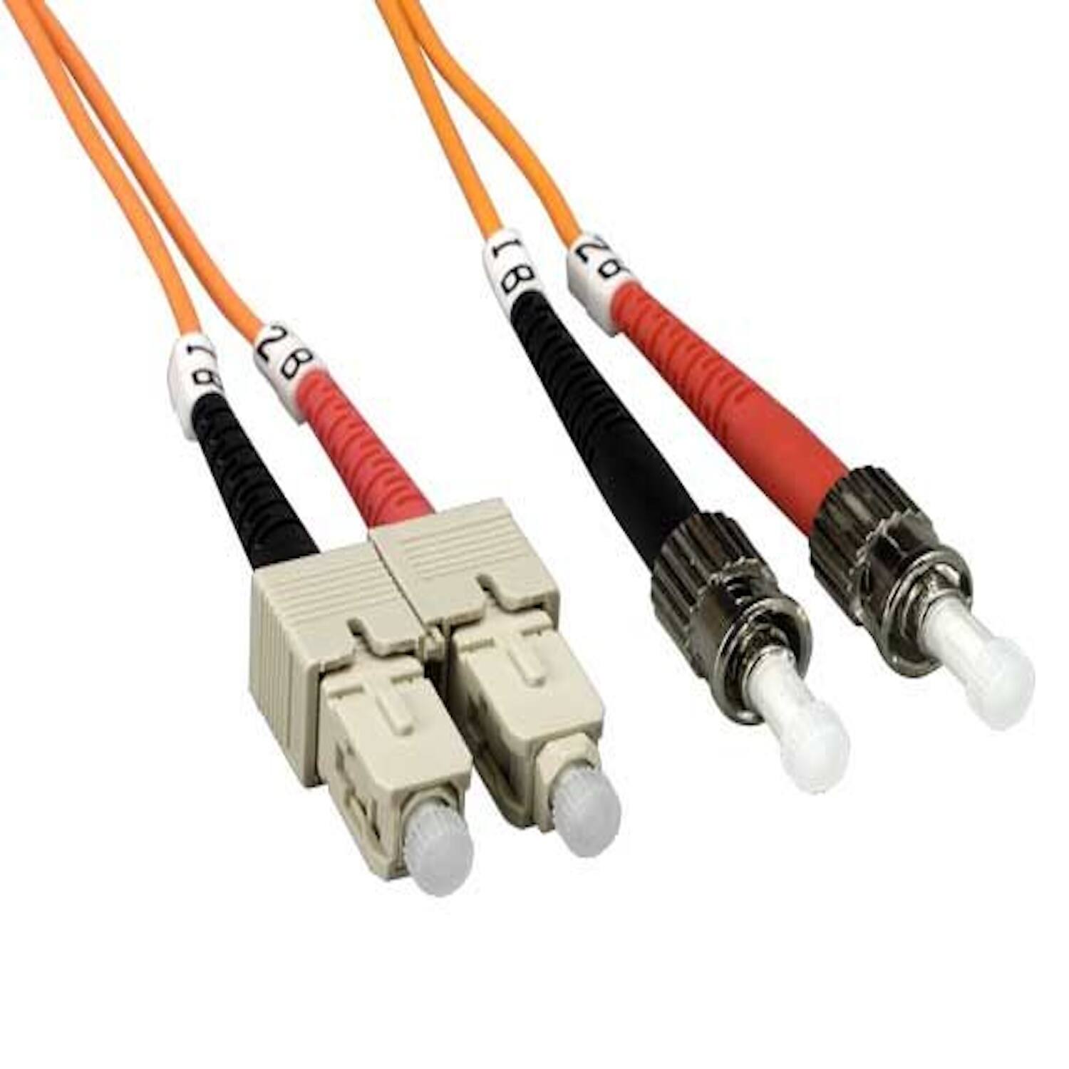 Front. Sanoxy - 1 Meter ST to SC Duplex 62.5/125 Multimode OM1 Fiber Optic Cable - Multi.