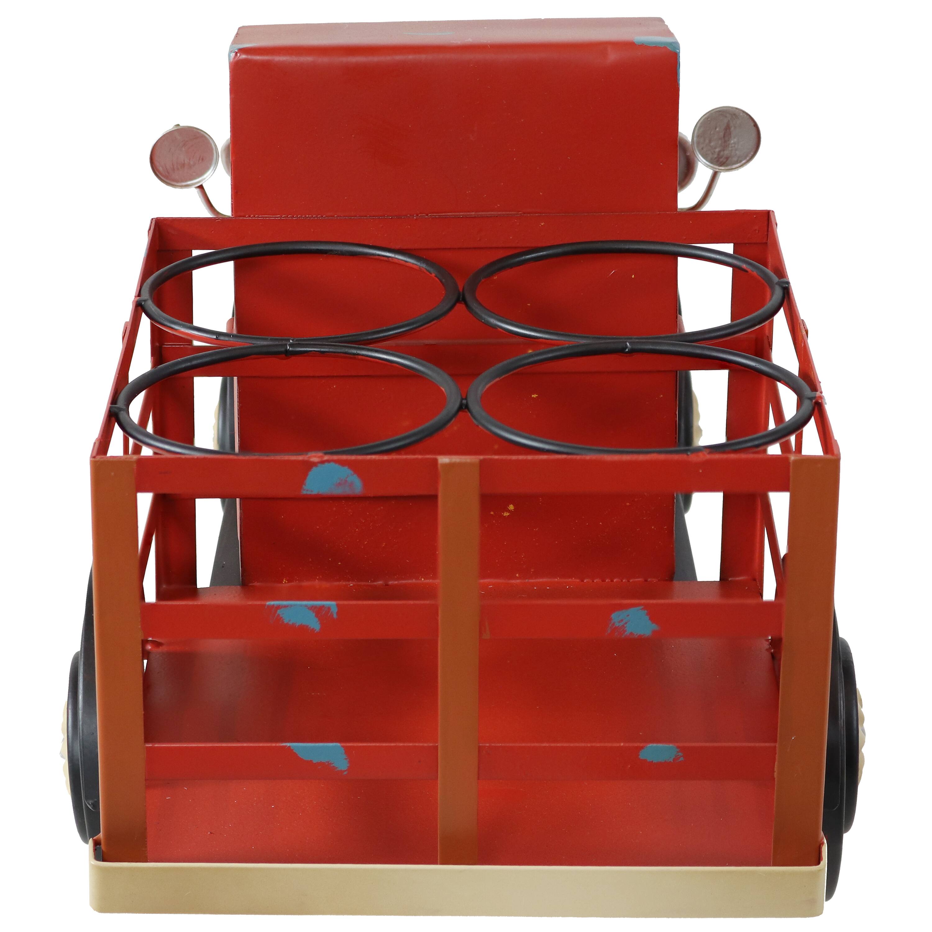 Alt View 7. Sunnydaze - Iron Sheet Truck Convenient Countertop Wine Rack - Red.