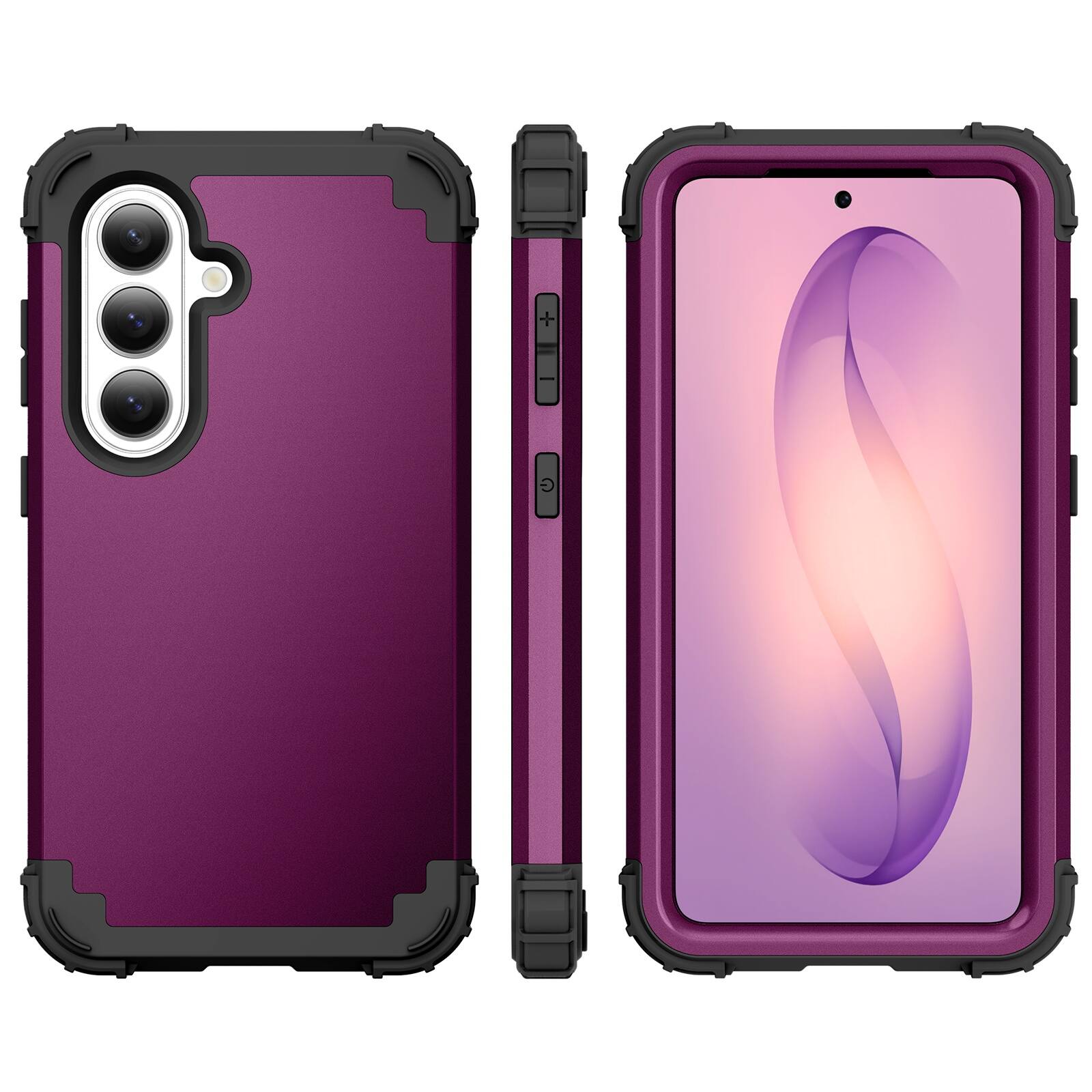Alt View 1. Dteck - Case for Samsung Galaxy S26+/S26 Plus,Shockproof Soft Silicone Bumper Hard PC Back Cover,3-Layers Protective Shell - Purple.