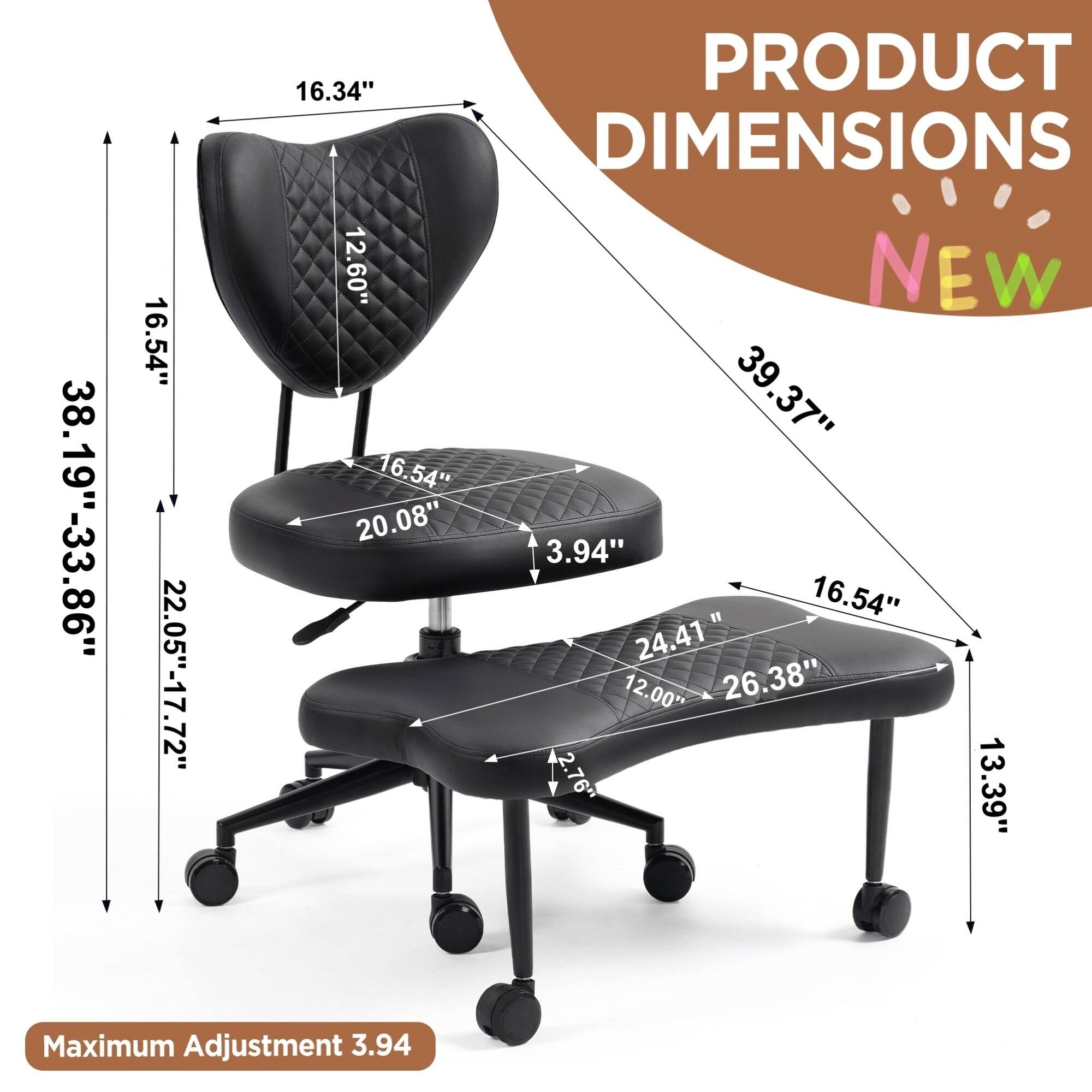 PRODUCT DIMENSIONS

38.19"-33.86"  
16.54"  
22.05"-17.72"  
16.34"  
12.60"  
39.37"  
16.54"  
20.08"  
3.94"  
16.54"  
24.41"  
12.00"  
26.38"  
2.76"  
13.39"  

Maximum Adjustment 3.94"