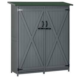 Outsunny - Outdoor Storage Cabinet Wooden Garden Shed Utility Tool Organizer with Waterproof Asphalt Rood, Lockable Doors