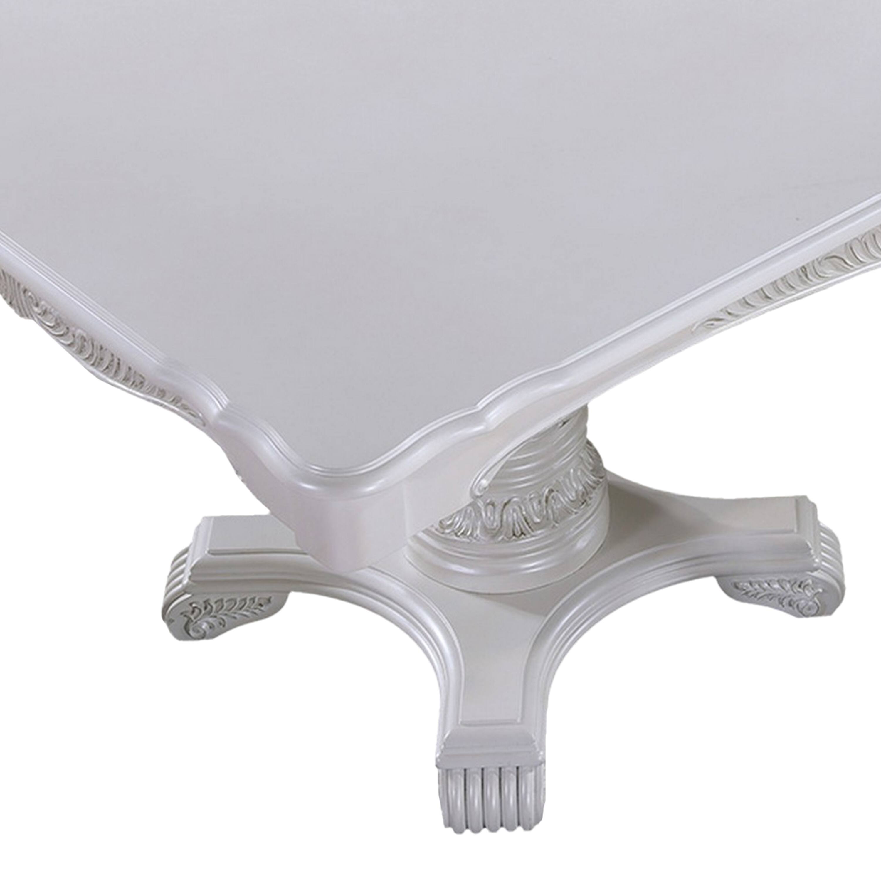 Alt View 2. Manhattan Lane - Zenie Dining Table, Extension Leaf, 77-95 Inch, Classic White Solid Wood - White.