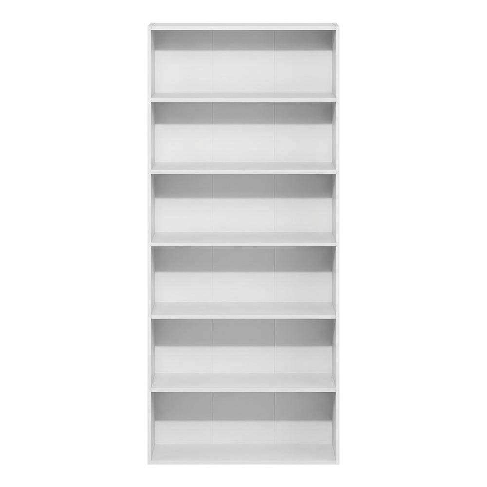 Back. FurniFact - Wooden bookcase with open shelves and modern design suitable for home or office - White.