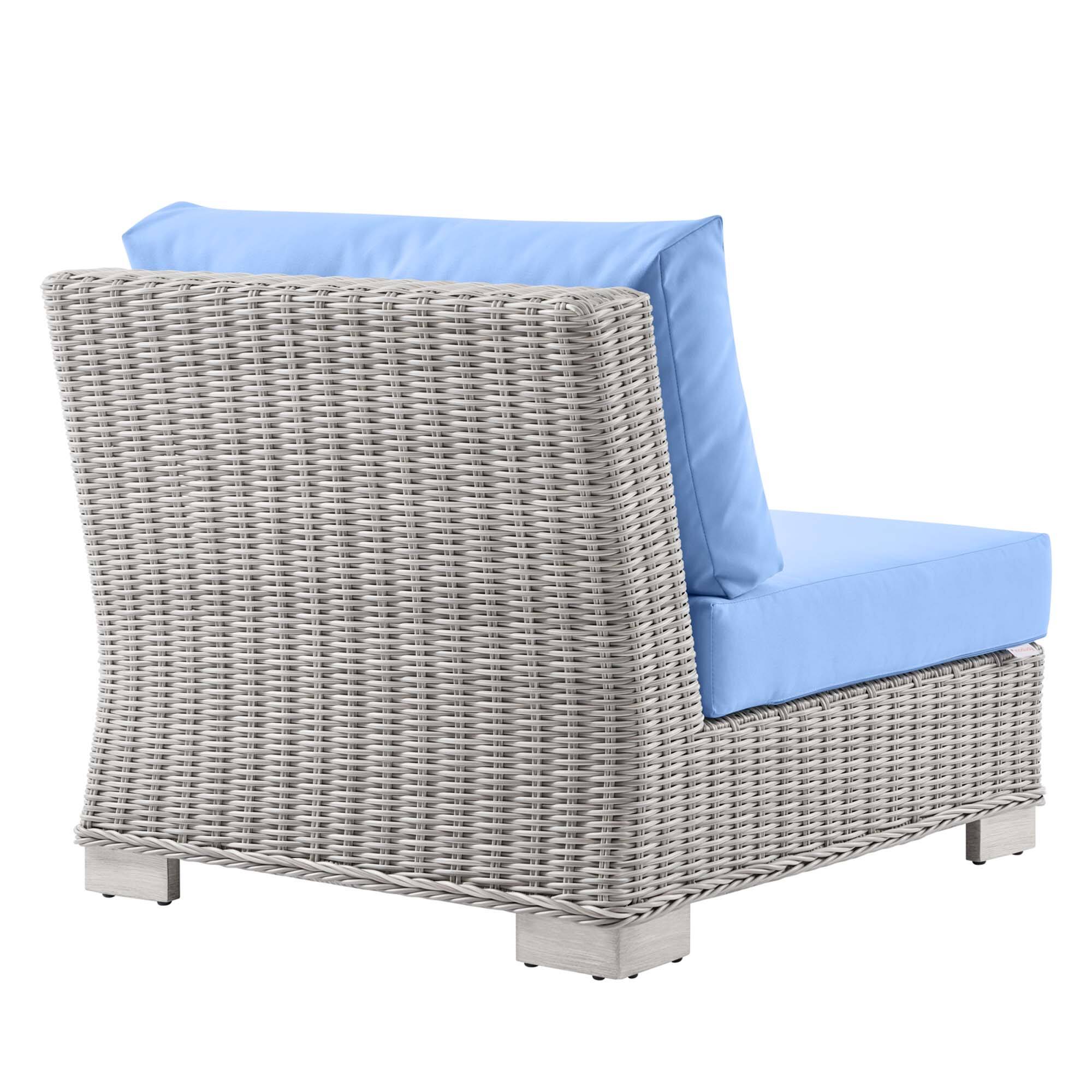 Alt View 2. Modway - Conway Outdoor Patio Wicker Rattan Armless Chair by Modway - Light Gray Light Blue.